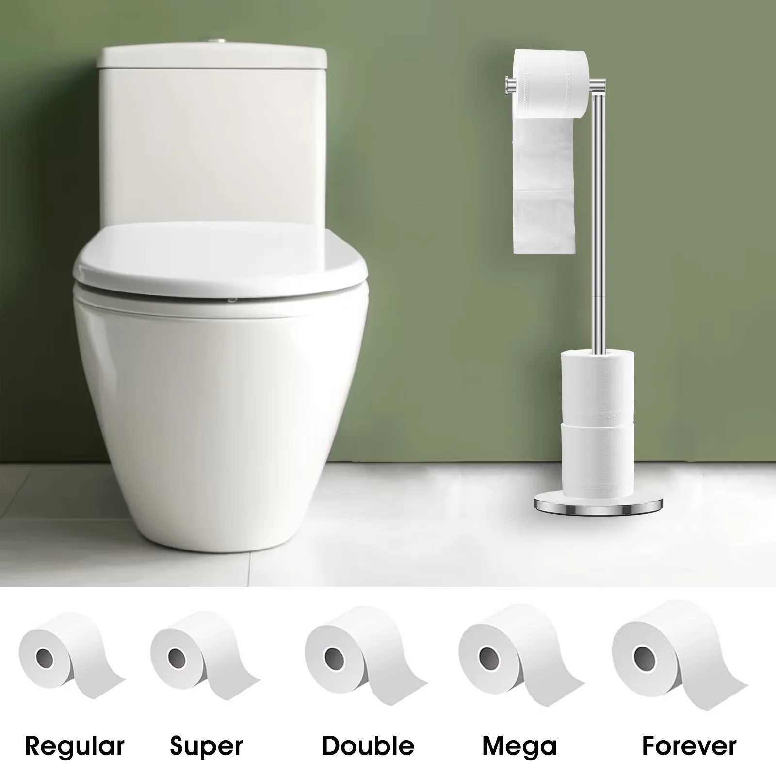 Durable Bathroom Renovation with Stainless Steel Toilet Paper Holder, Floor Stand Storage - Silver Stainless Steel for Bathroom Model 5CAD92