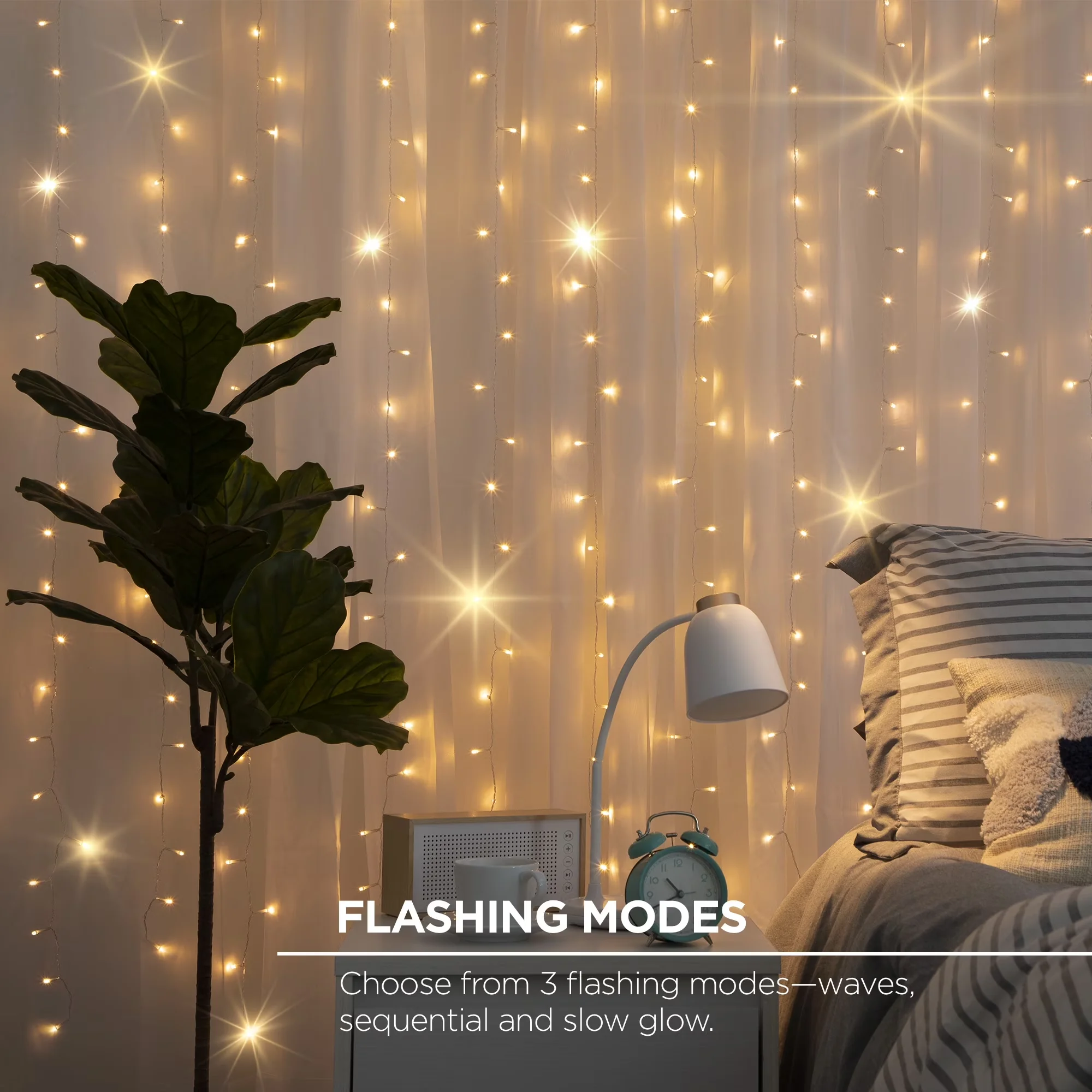 Stylish Novelty Light with LED, 200-count warm white LED lights - White 7' x 6.2' Model 67692A