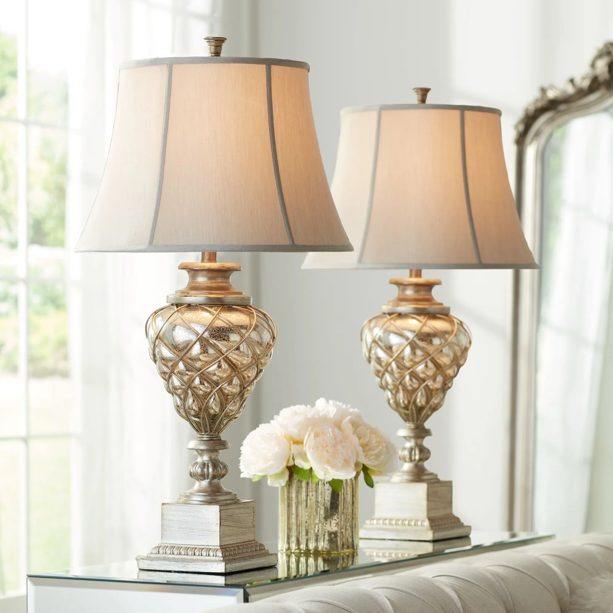 Lamp Set Innovative with LED - Mercury Glass Silver 3/4 - Long-Lasting Performance Model 9BFA60