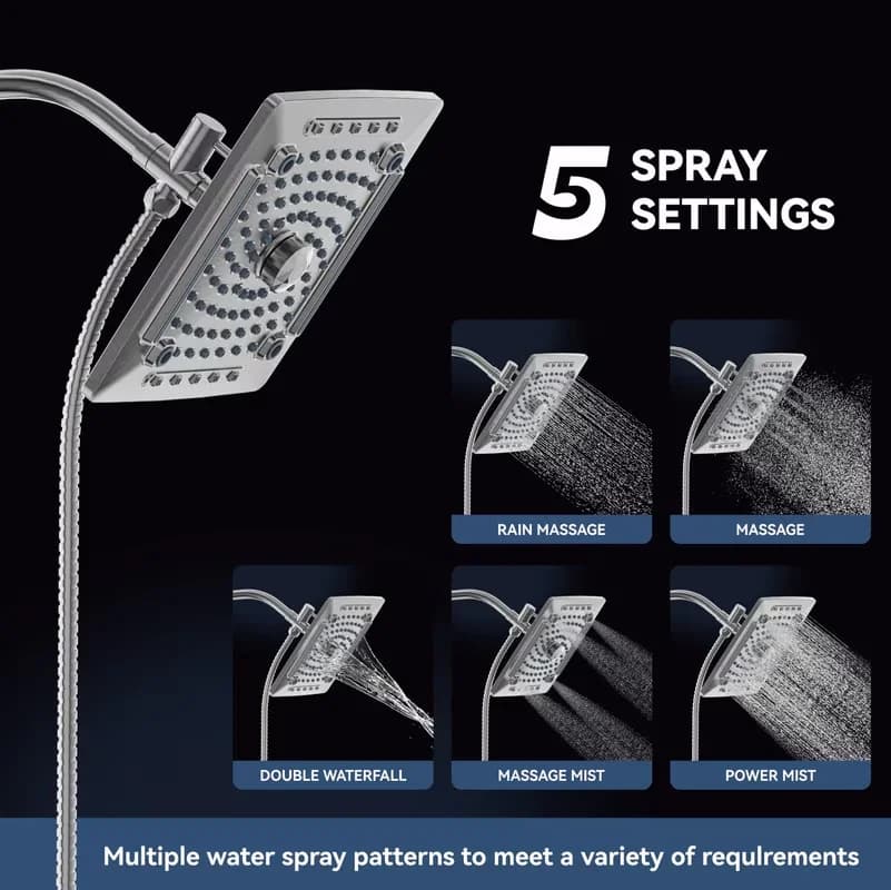 Professional Shower Head with High Pressure, With Handle - Abs, Stainless Steel Silver Model E51CEE