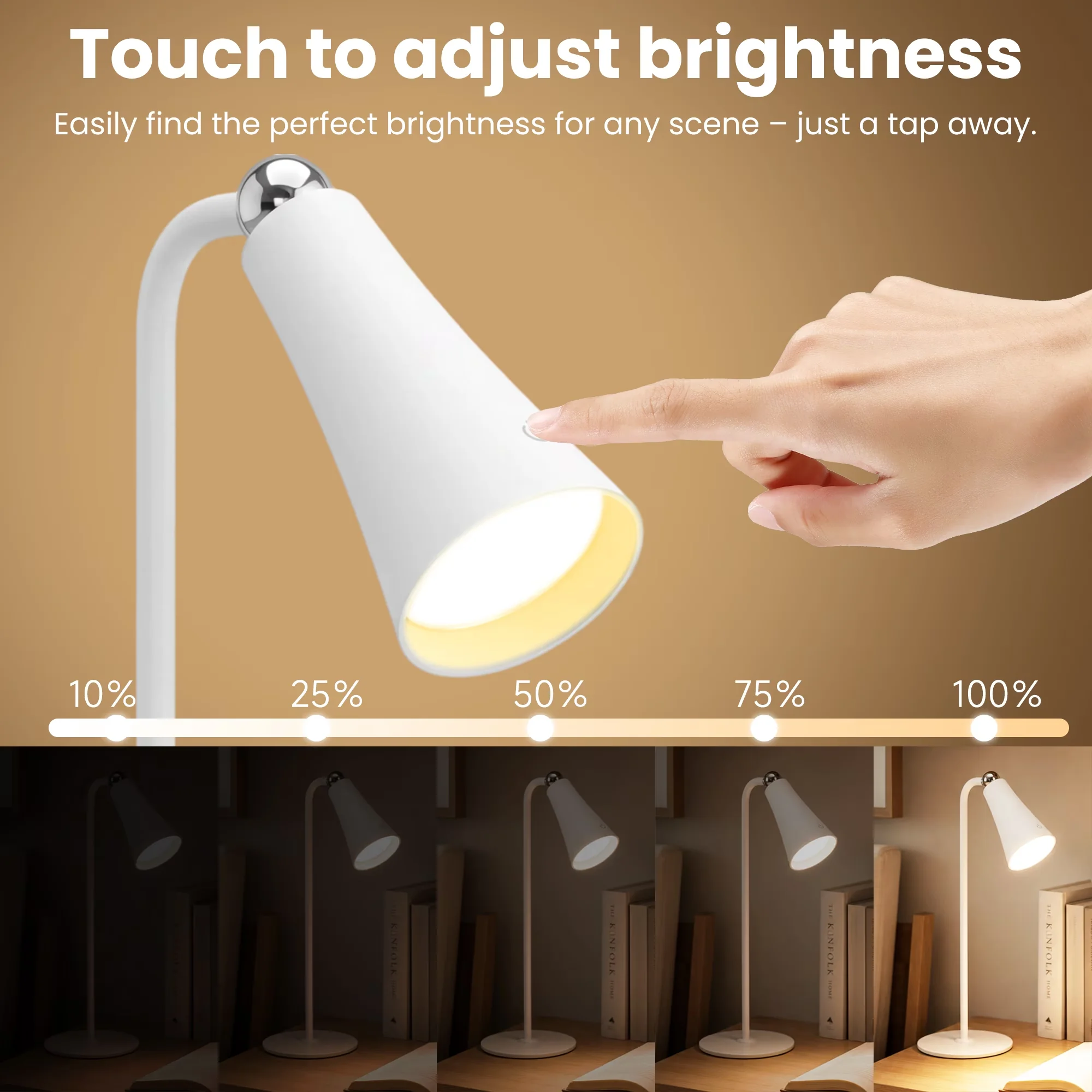 Desk Lamp Essential with LED, Battery, Modern - Abs Plastic for Dorm, Bedroom Model AF32E7