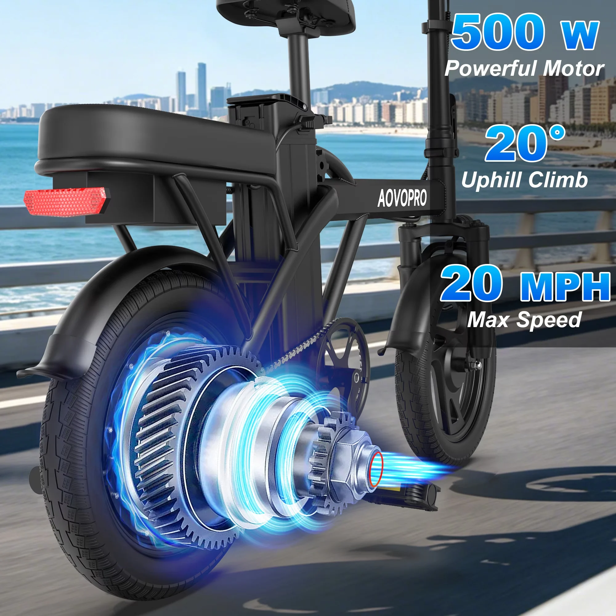 Versatile Electric Bike with Battery, 500W, 48V - AHT14 - Space-Saving Design Model 1D99CC