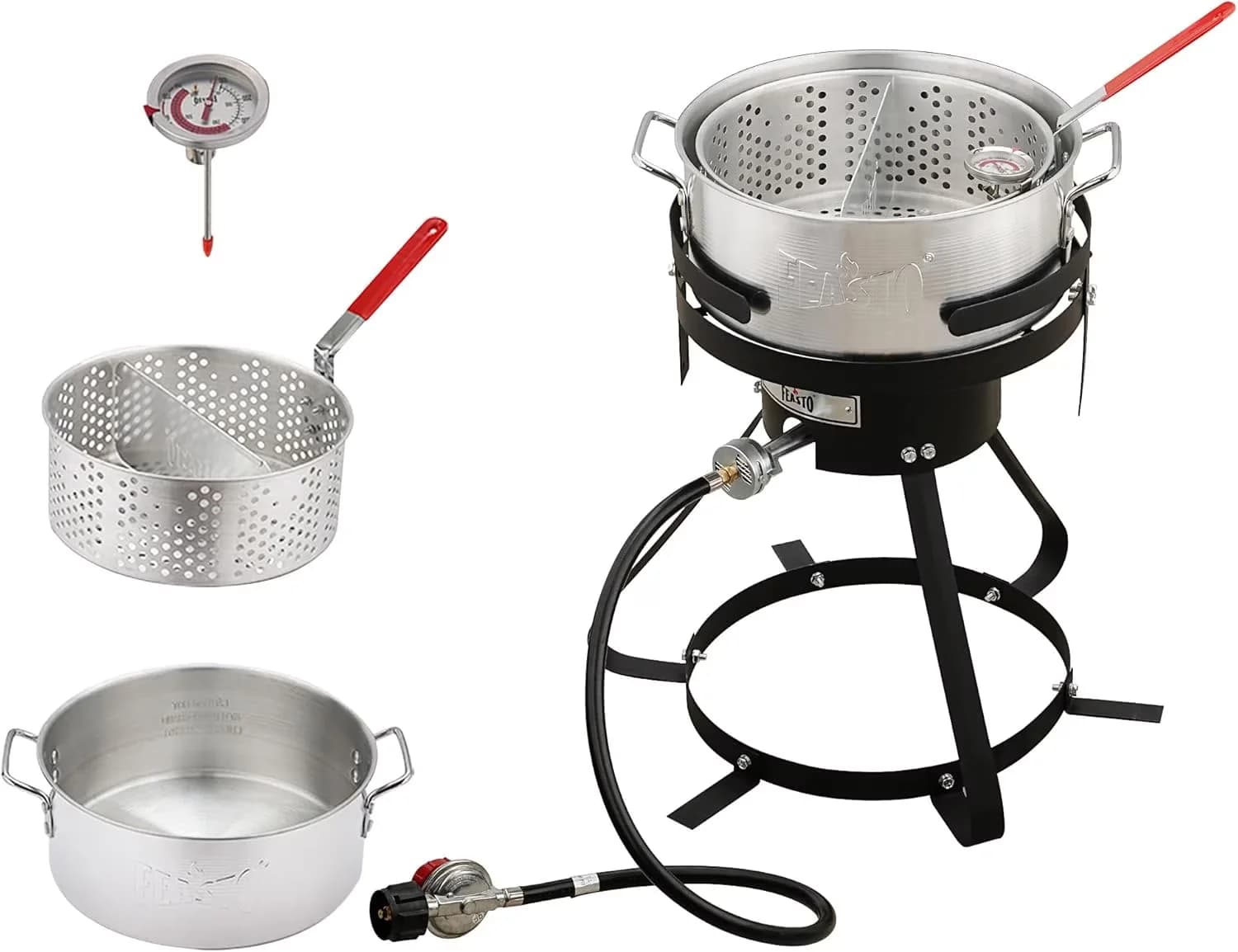 Outdoor Fryer Modern with 50000 BTU, 10 Qt Aluminum Propane Gas Fish Pot Kit - Aluminum Model 9BC1D8