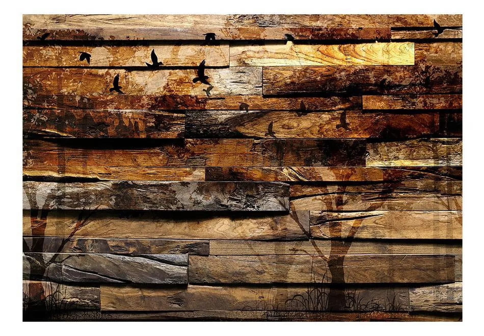 Wallpaper Wall Decals Wall Covering Compact with Removable, Old Cabin Wood Background, Humidity Resistant Wip-clean Surface -... Model ED129D