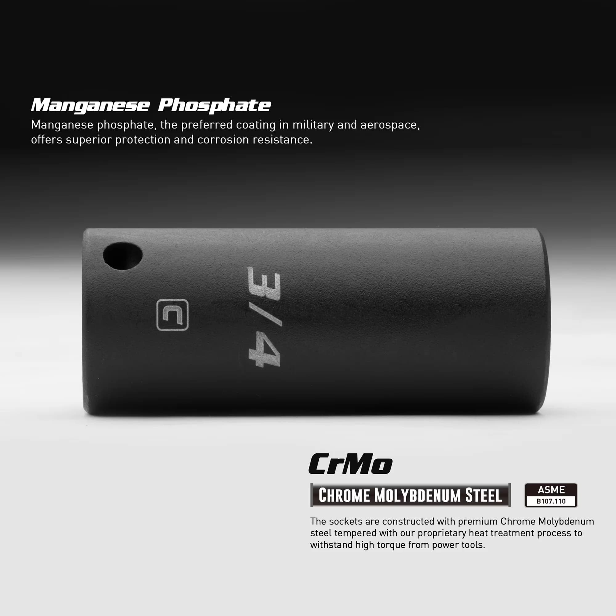 Compact Pro Tool with Corrosion Protection, 8 mm Deep Impact Socket - Chrome Molybdenum Steel White Model 866E46