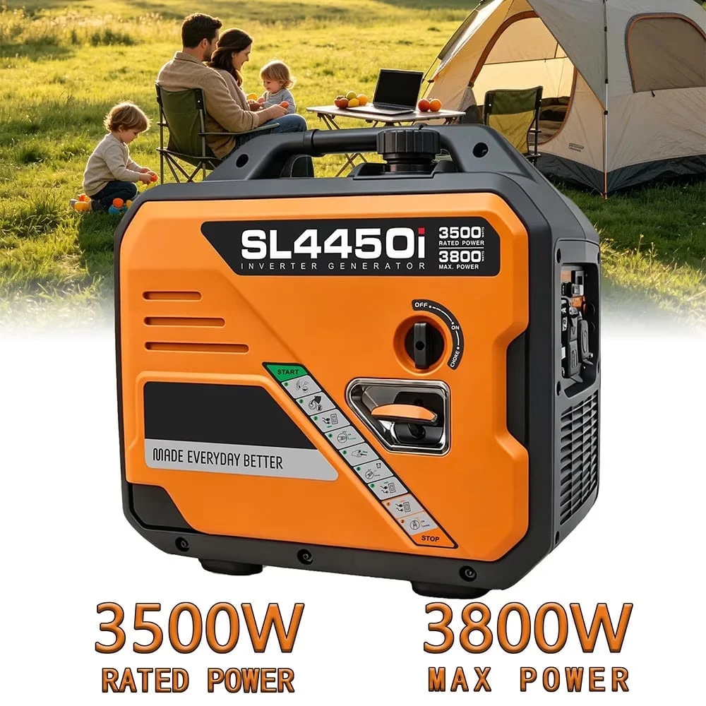 Generator Modern with 3500W, Usb Port, Low Oil Shutdown for Home, Outdoor - Model BE07F9