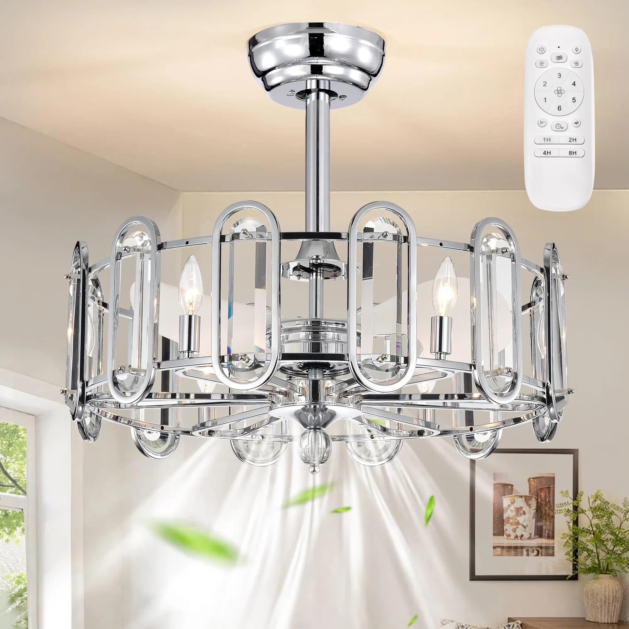 Stylish Ceiling Fan with Incandescent, Modern, Light - Silver Metal - Built to Last Model 065832