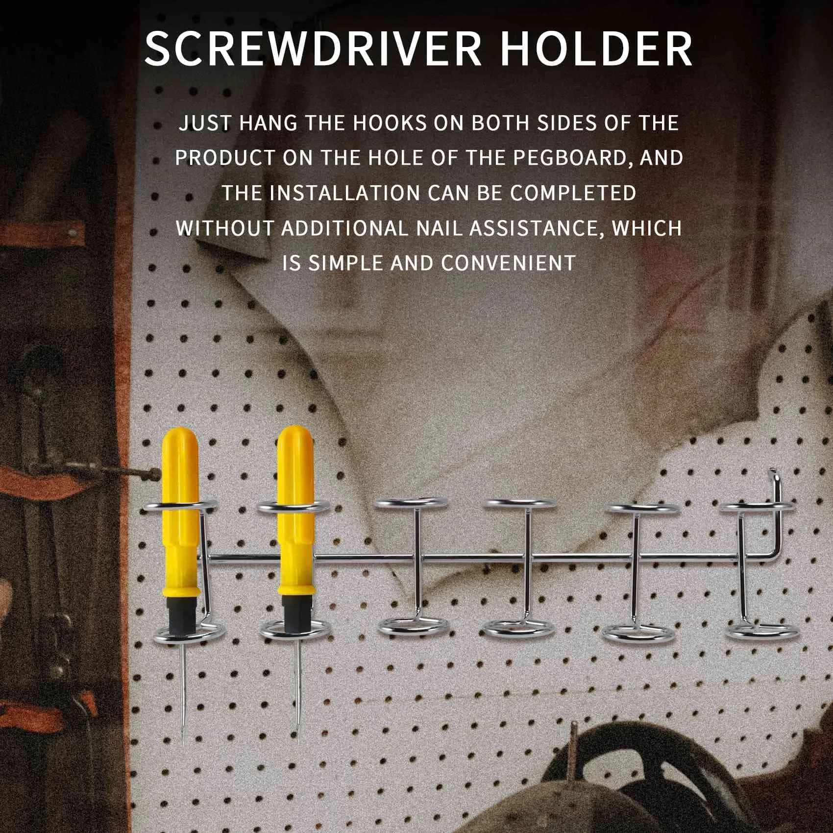 Premium Toolstorage with Rustproof, Screwdriver Holder, Pegboard Hook - Stainless Steel Silver Model 7AF938
