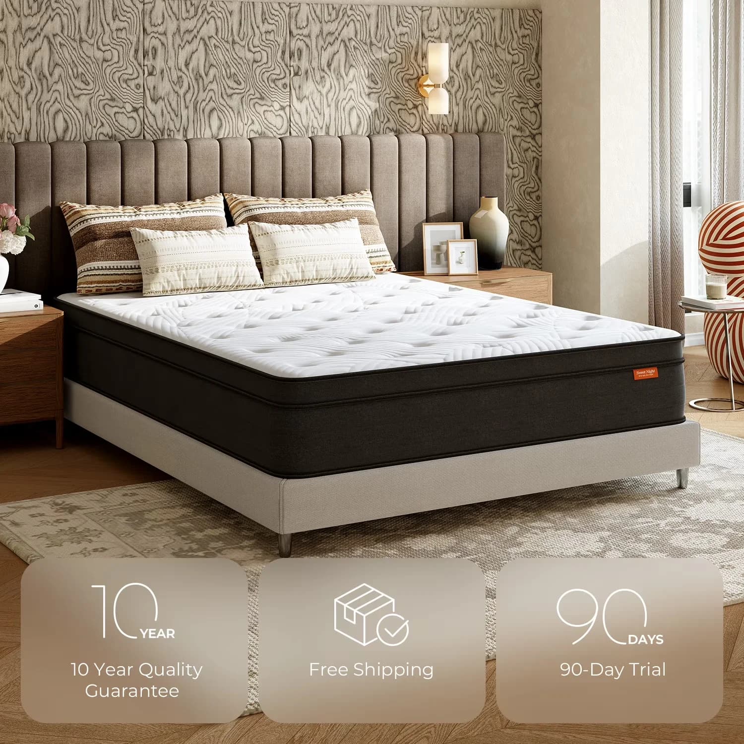 Mattresses Accessory Innovative with Mattress-In-A-Box, Hybrid Mattress, Twilighty 12" Pillow Top - Memory Foam, Metal Model A1A2F0