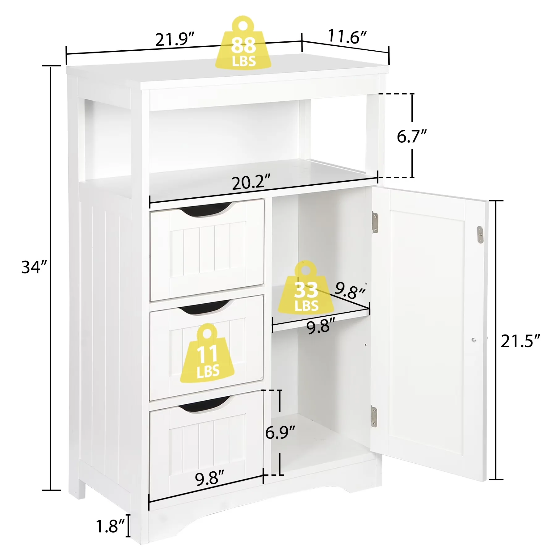 Kitchen Renovation Classic with Modern, Adjustable Shelves - White Mdf & Pb Model 0460ED