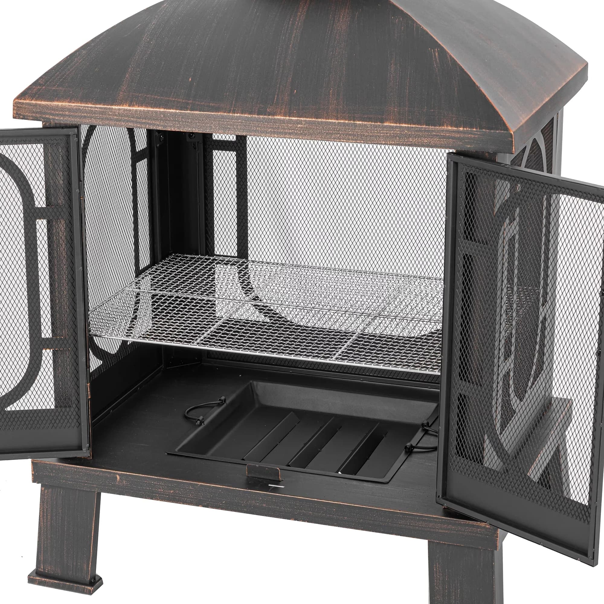 Outdoor Heating Stylish with Metal Fire Pit, Wood Bunring Fireplace - Steel Antique Bronze Model CA0B02
