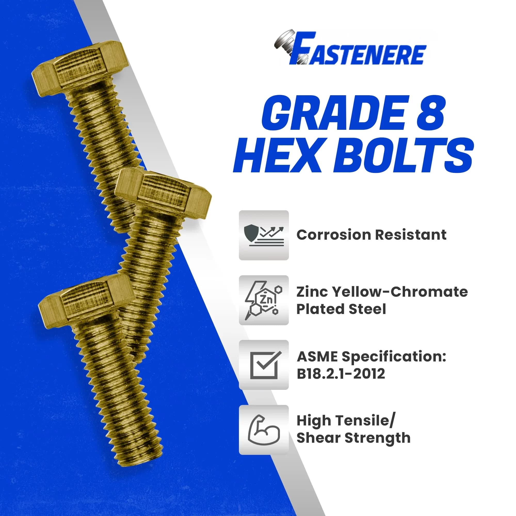 Fastener Sleek with Rust Resistant, Heavy-Duty Fasteners, Fully Threaded - Yellow Stainless Steel Model E841C3