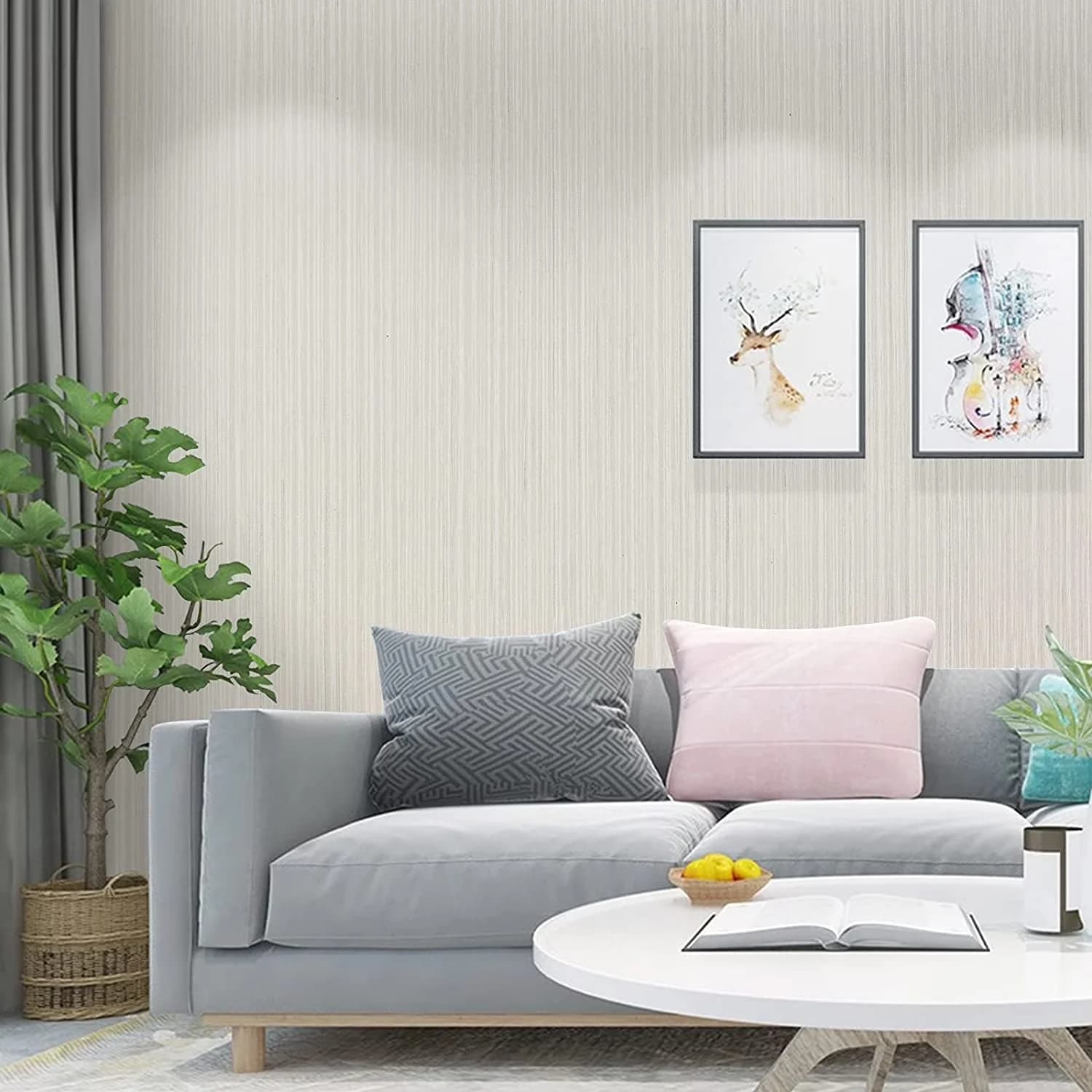 Wallpaper Essential with Removable, Color: Beige/Gray/Sliver - Pvc Beige Model C0D204