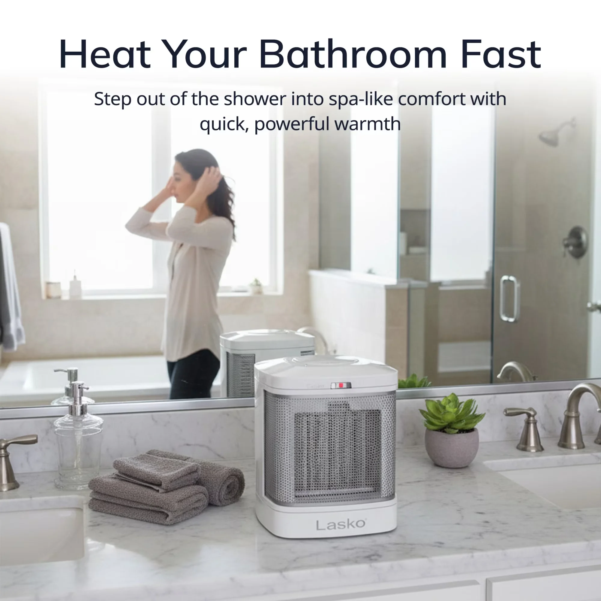 Portable And Electric Space Heater Innovative with 1500W, Automatic Shutoff - White Model BC077A