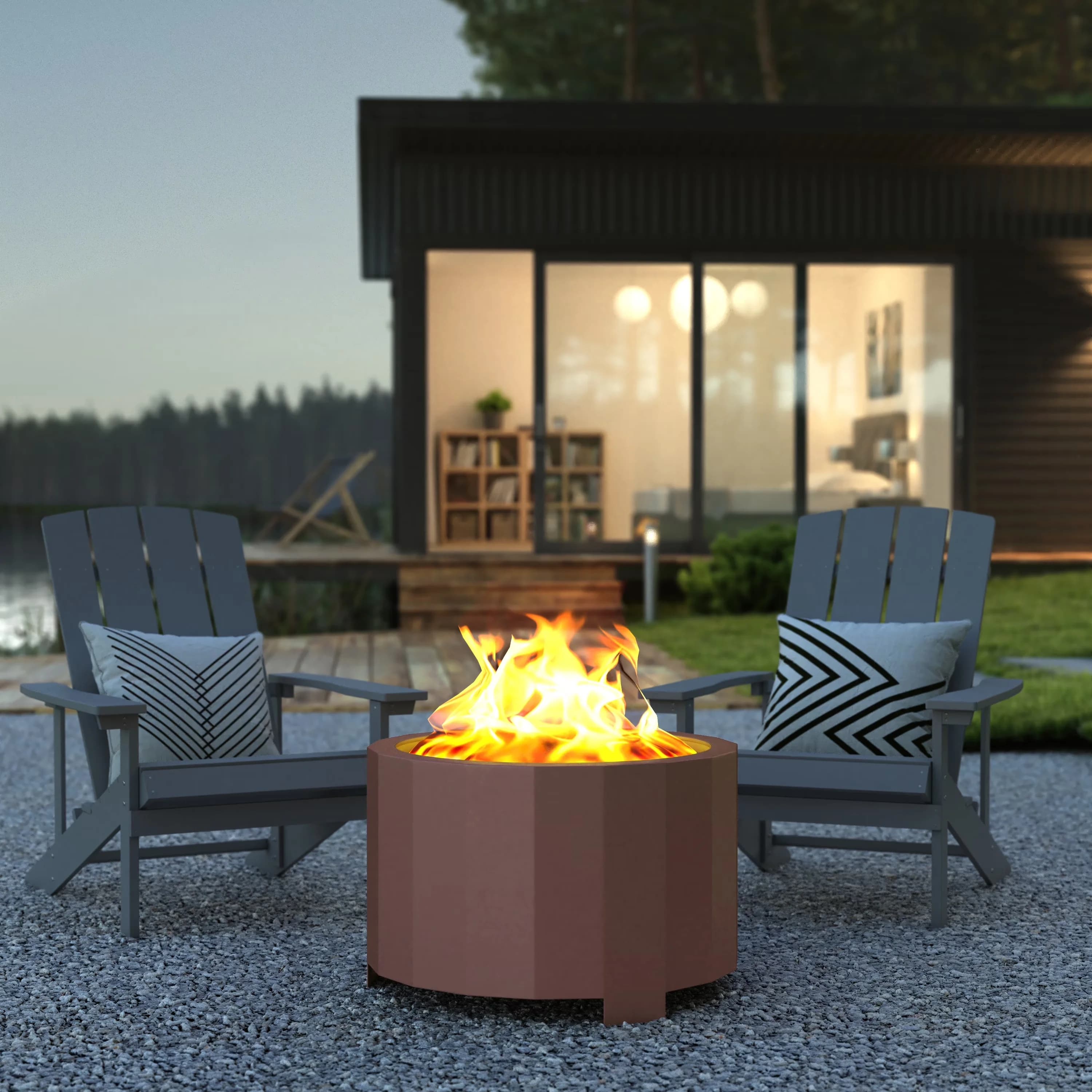 Modern Outdoor Heating with Smokeless, Bronze - Alloy 27" x 27" x 17.75" Model 12DDD1