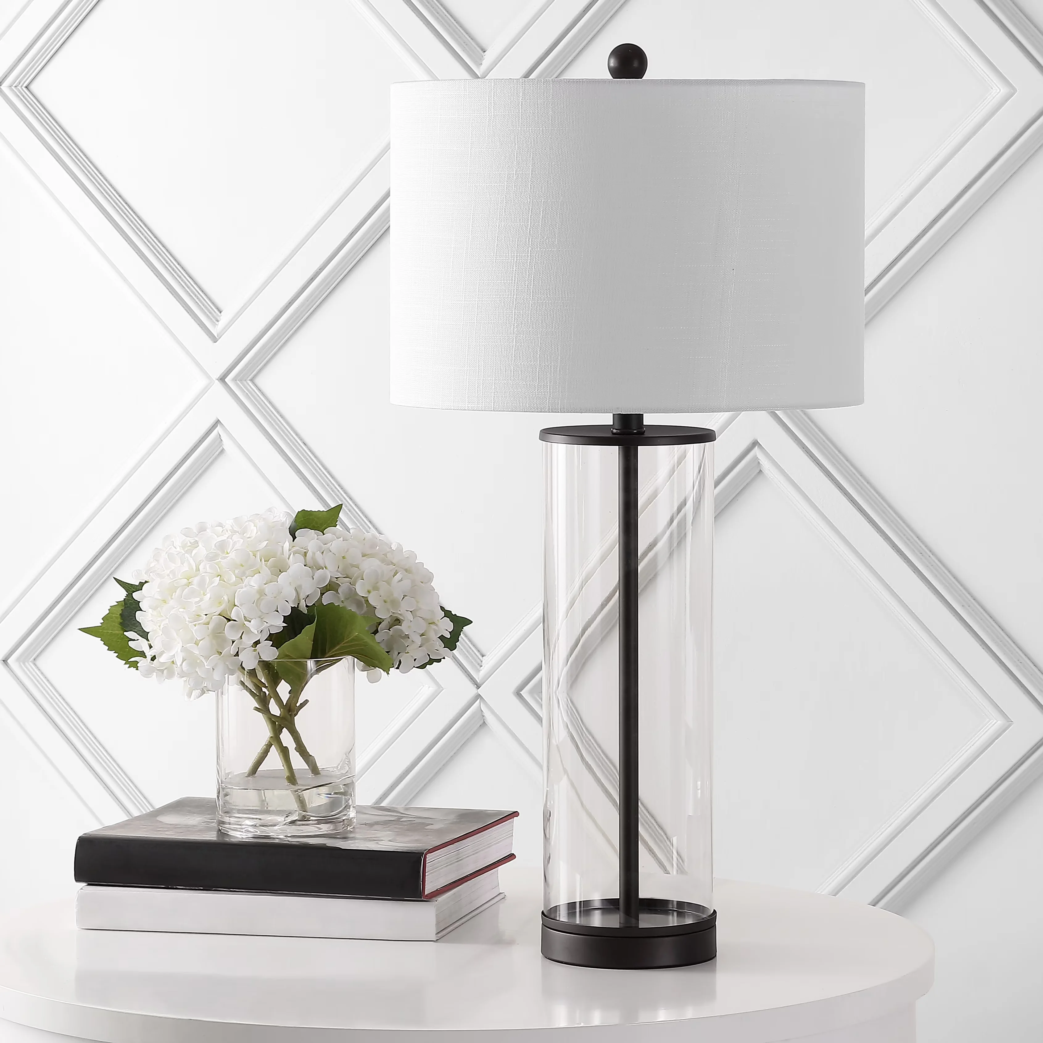 Table Lamp Classic with LED, Glam, Collins 29.25" Glass LED - Iron Black Model 172314