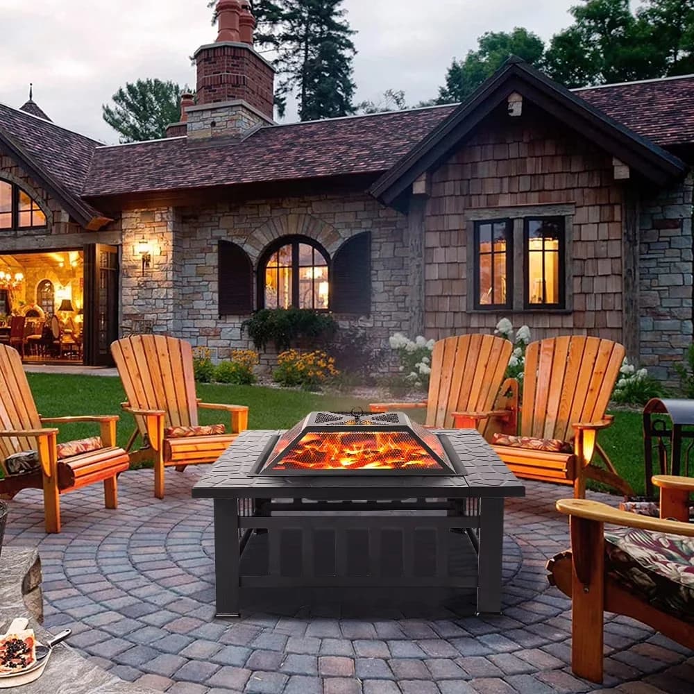 Outdoor Heating Versatile with Portable, Stove Wood Burning Fire Pit Bowl - Metal Black Model AB51AE