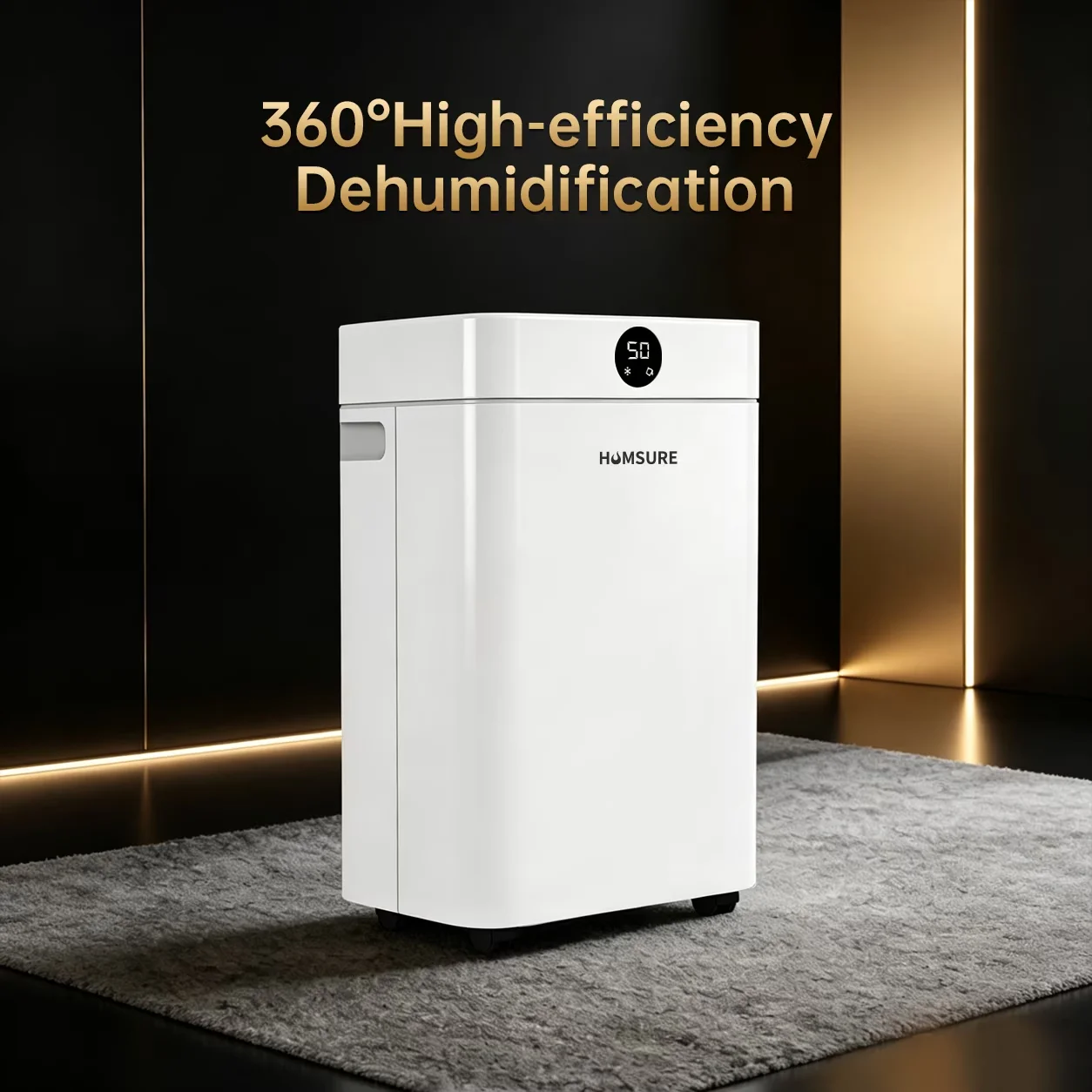 Durable Dehumidifier with Bucket Full Indicator, Automatic Shut-Off, Built-In Pump - White Model 381BFD