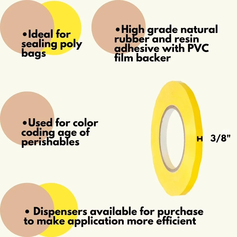 Sleek Moving with 2.3 Mil, Durable, 96 Rolls - Yellow Polyethylene 3/8 Model 981D8D
