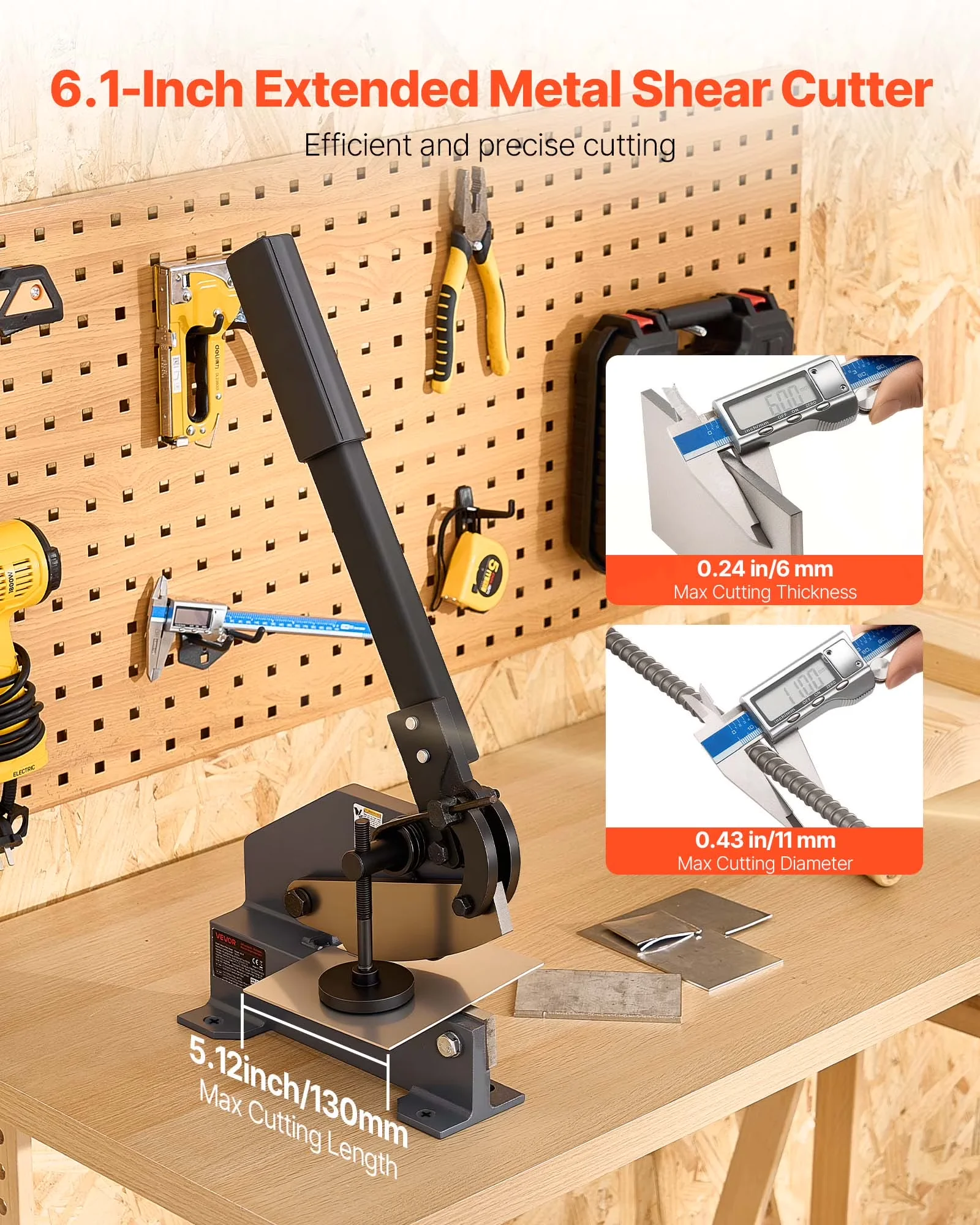 Power Saw Quality with Heavy Duty Mounting Type Sheet Cutter, Solid Steel Frame, Sheet Metal Shear - Model 7370D7