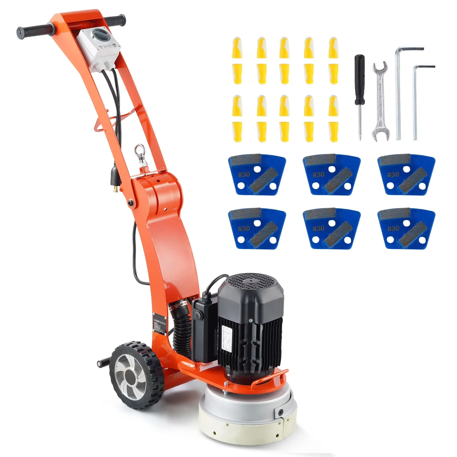 Sleek Woodworking with 1300W, Electric Floor Grinder, 10" Model - Orange Model 4334CB