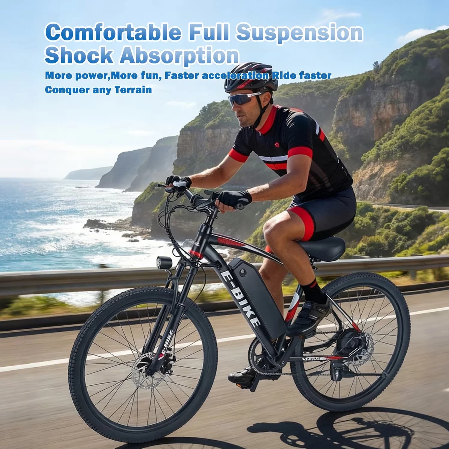 Stylish Electric Bike with Battery, 750W, Multi-Speed - Black - Quality Construction Model 4F549C