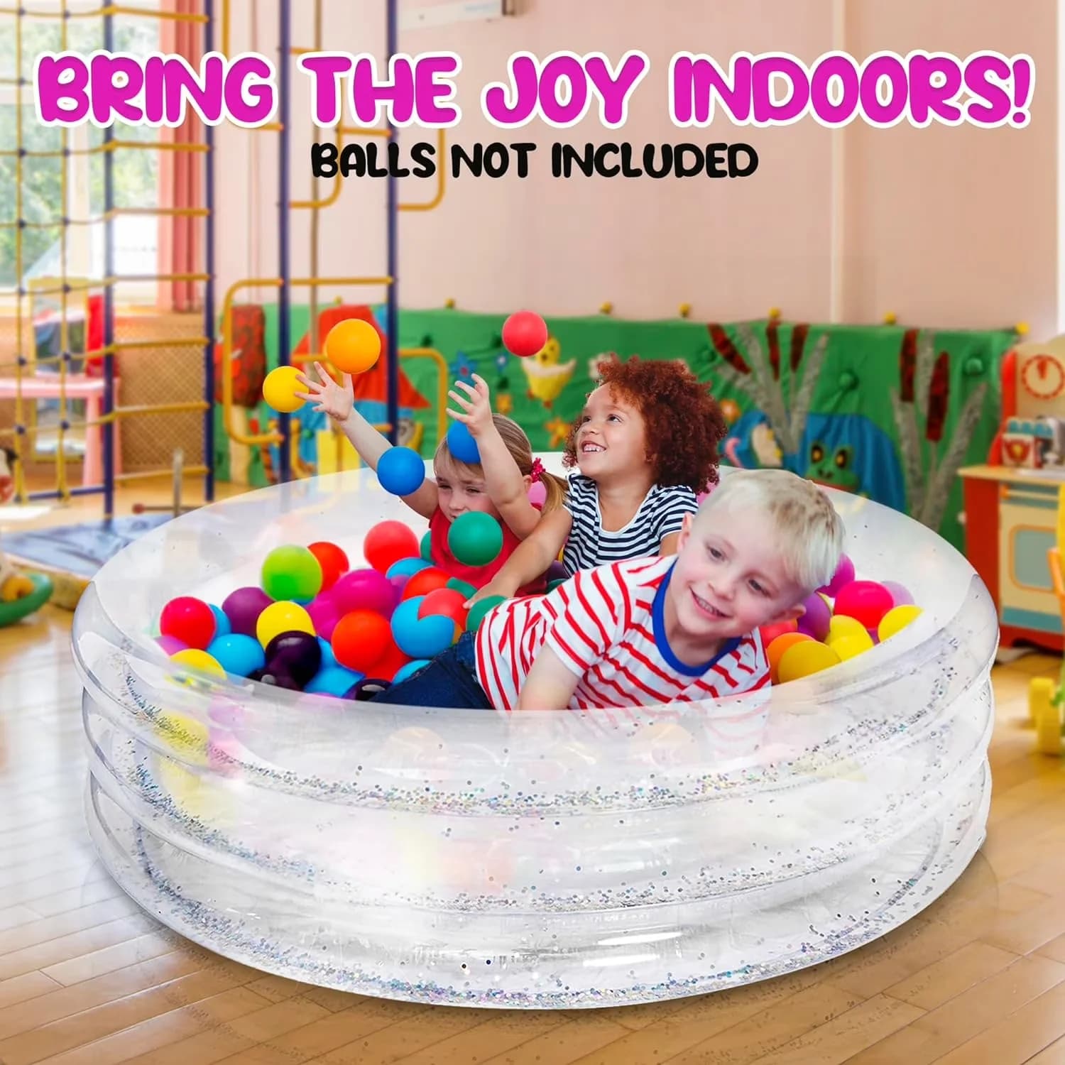 Sleek Inflatable Pool with Cushioned Bottom, Sparkly Kiddie, dips, or indoor splash zones. - Silver Model 58A900