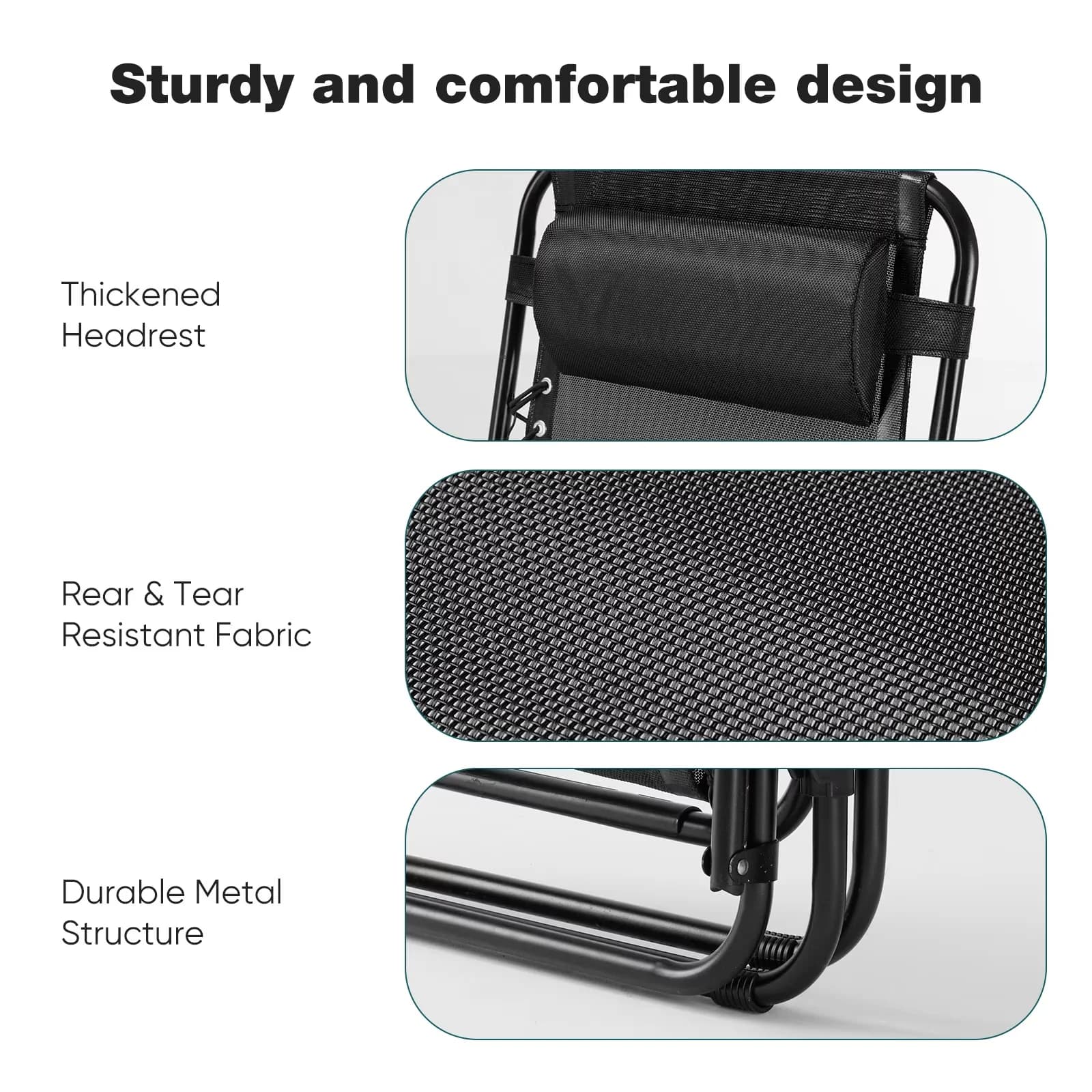 Sleek Patio Chair with Waterproof, Modern - Black Fabric for Patio Zero Model 99151B