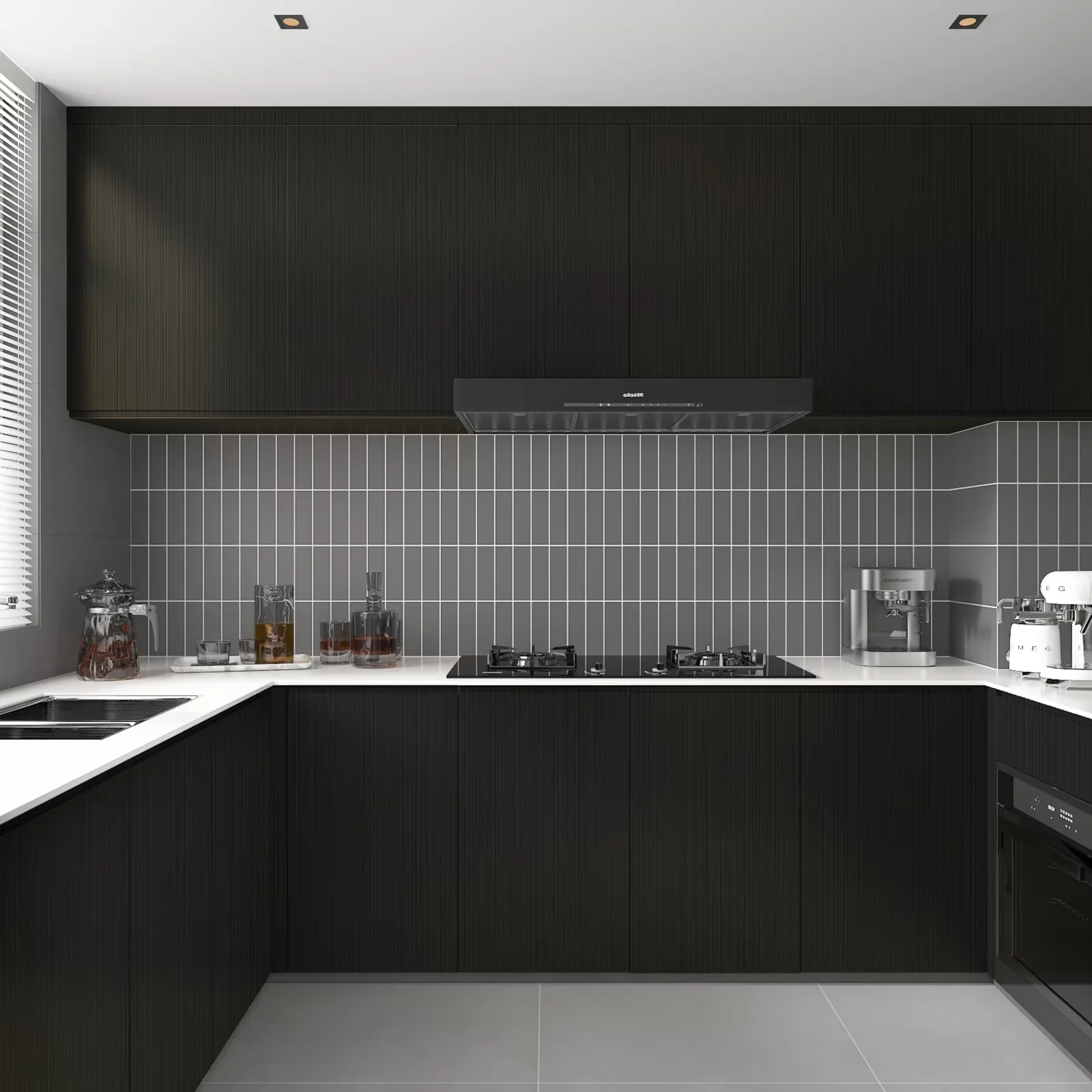 Premium Wallpaper with Removable, 【Color】 : Black - Vinyl Black for Kitchen Model 502E2F