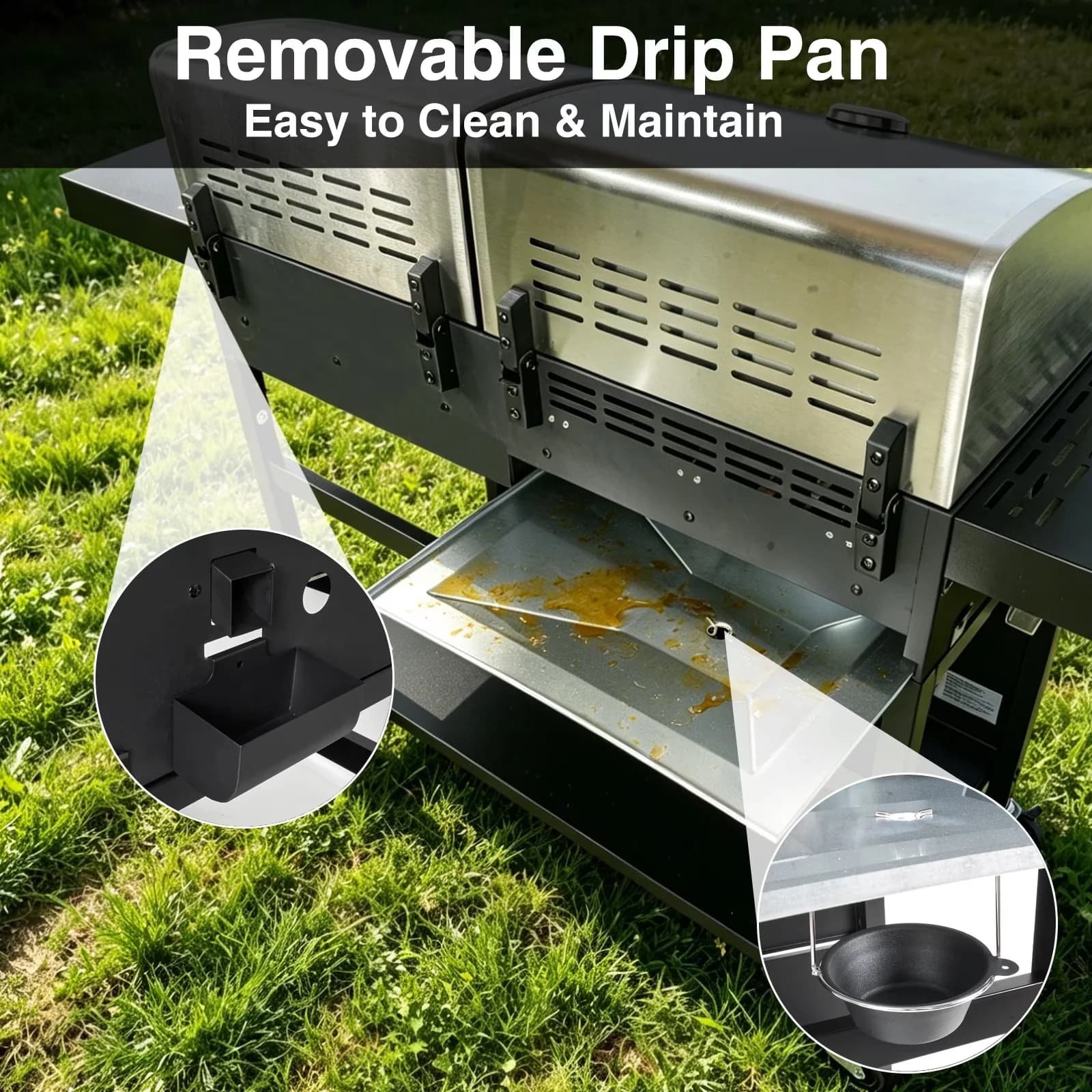 Reliable Gas Grill with 45000 BTU, Tool Holder - Gas Grill And Griddle Combo Stainless Steel + Cast Iron Model 70FDAD