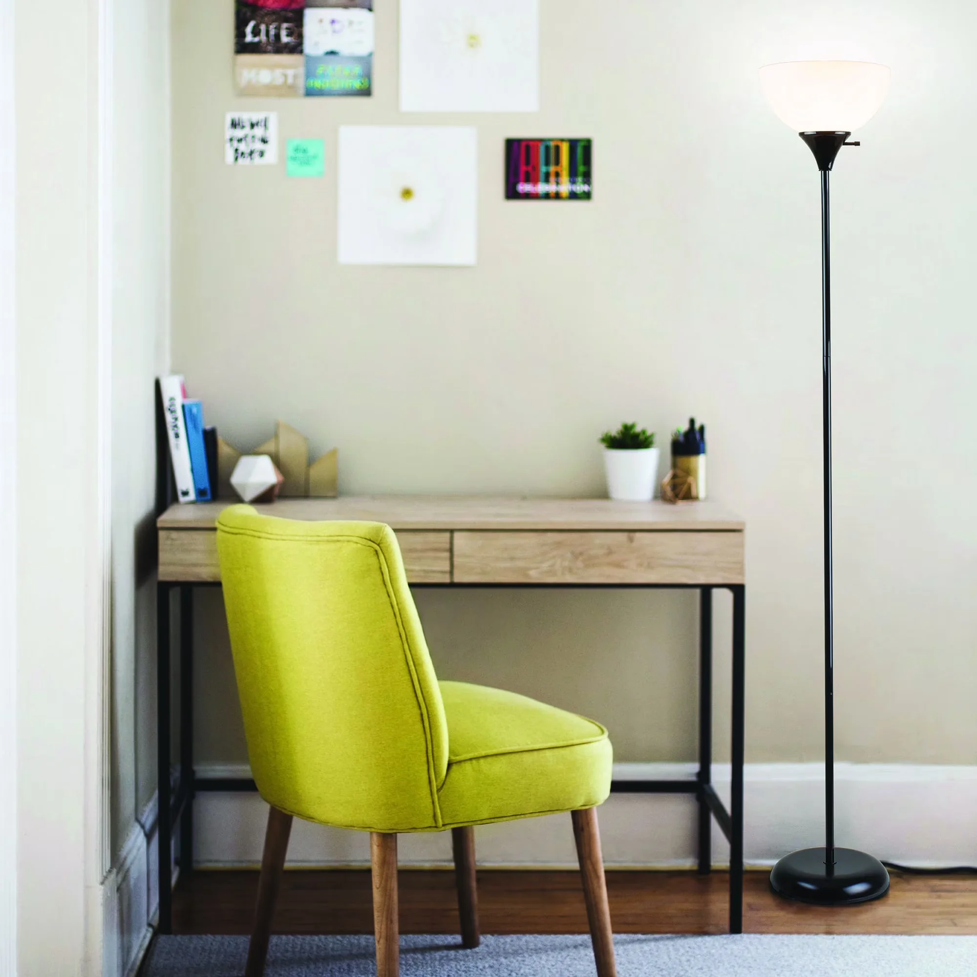 Floor Lamp Reliable with LED, Torchiere Lamps, Black - Metal 71" Henry Model E20156
