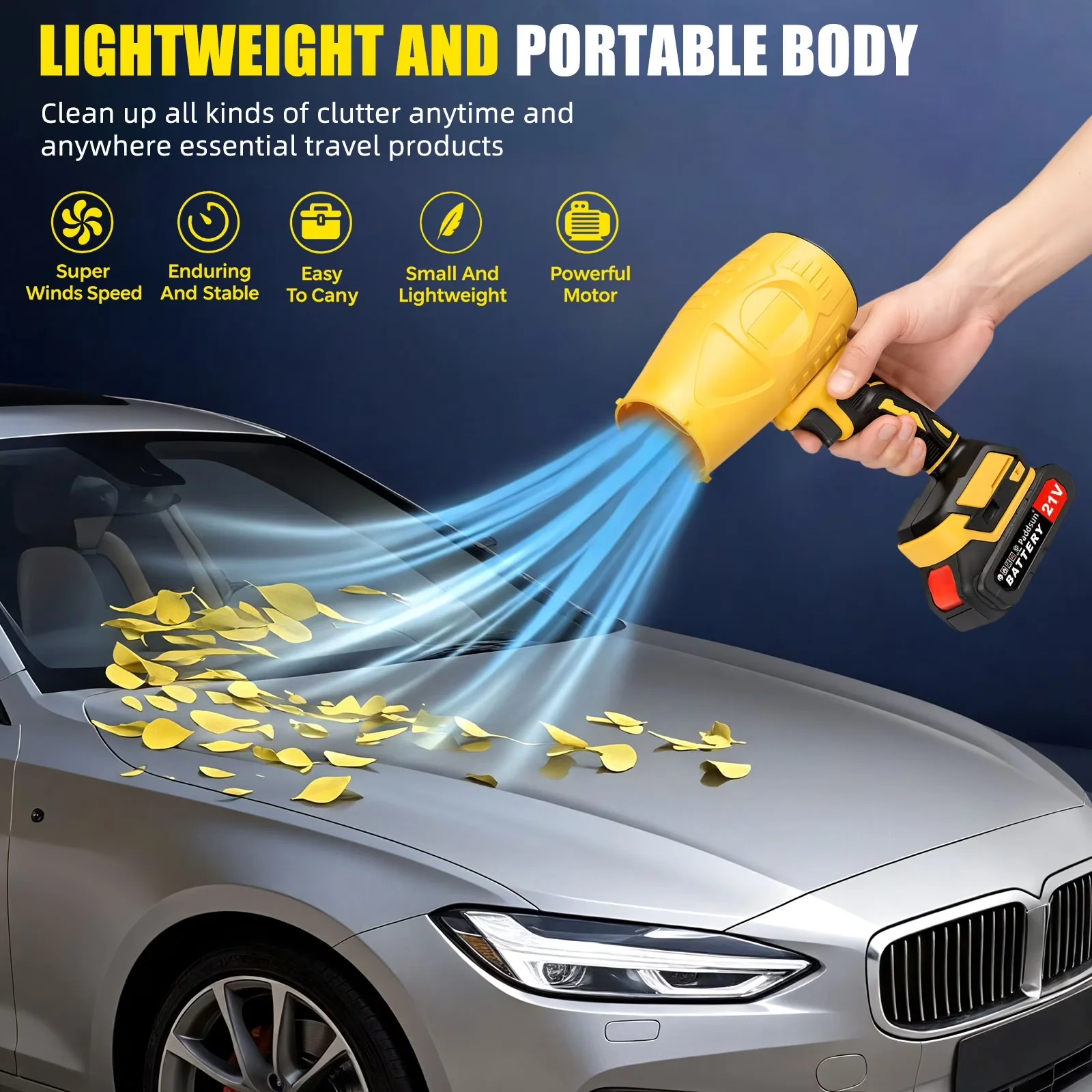 Leaf Blower Versatile with Battery, 21V, Electric for Everyday Use - Model 85B7C2
