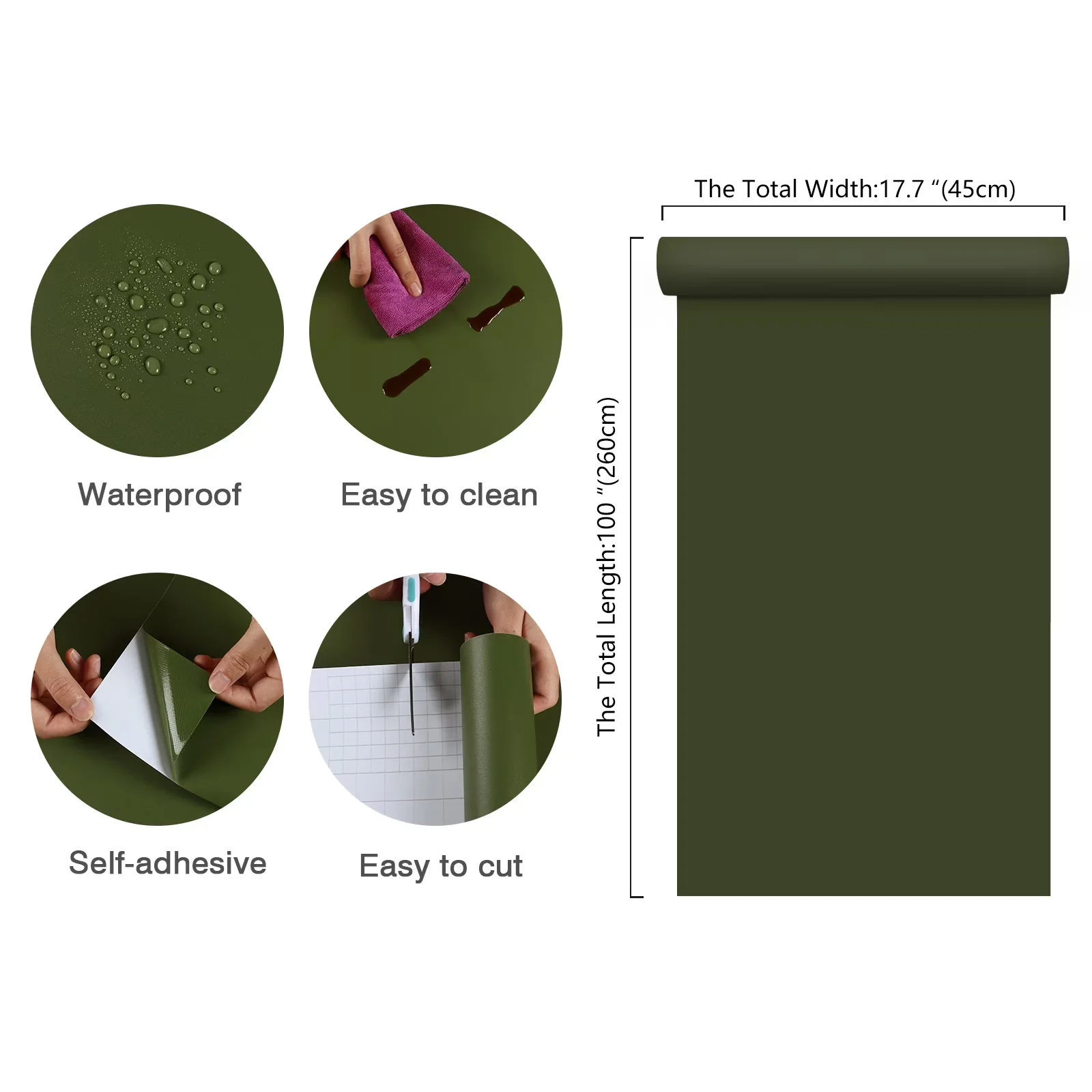 Versatile Wallpaper with Removable, Stain Resistant, Waterproof - Vinyl Green Model 9A9257
