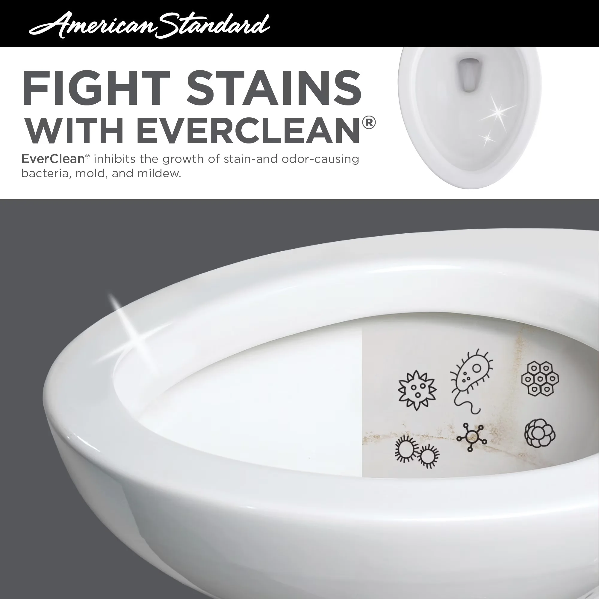 Modern Toilet Seats And Lid with Slow-Close Lid, EverClean® Antimicrobial Surface - Plastic White Model 59B386