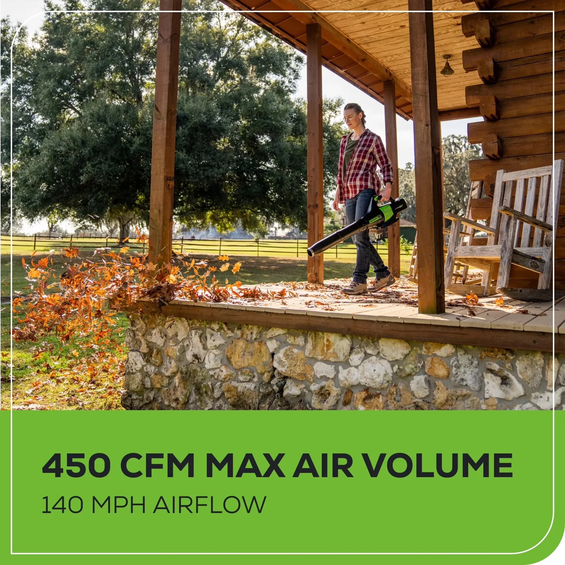 Innovative Leaf Blower with Battery, 60V, 2.0Ah Battery & Charger - Rustic Charm Model F007D8