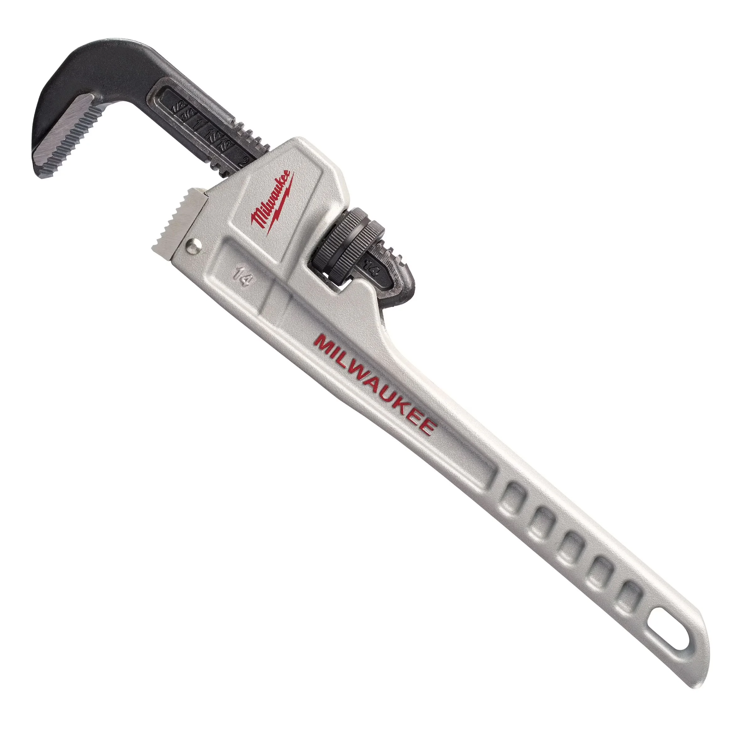 Compact Hand Tool with Ergonomic Handle, 14” Aluminum Pipe Wrench - Black Model 39C0C6