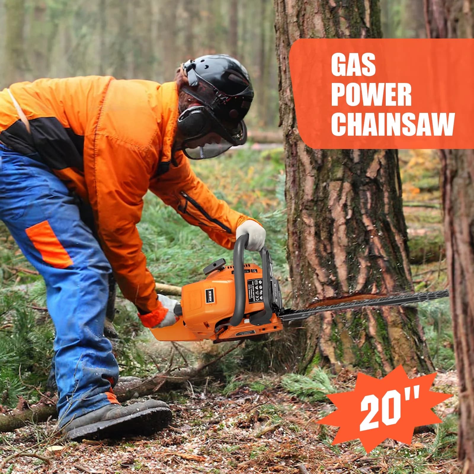Reliable Chainsaw with Chain Brake, EPA Certificated - Yellow for Garden Model 059265