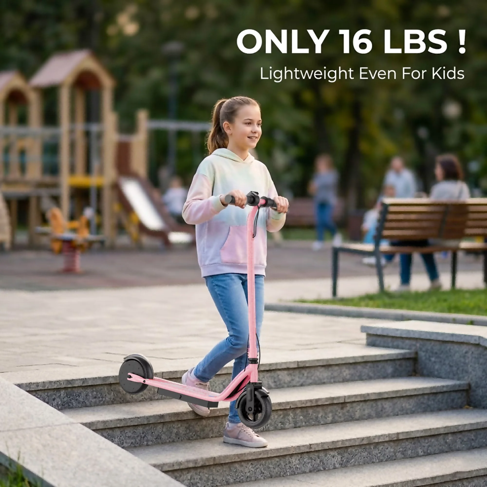 Efficient Scooter with 250W, Portable, Battery: 25.5V 4.4 Ah - Pink Iron Model 0CD8FE