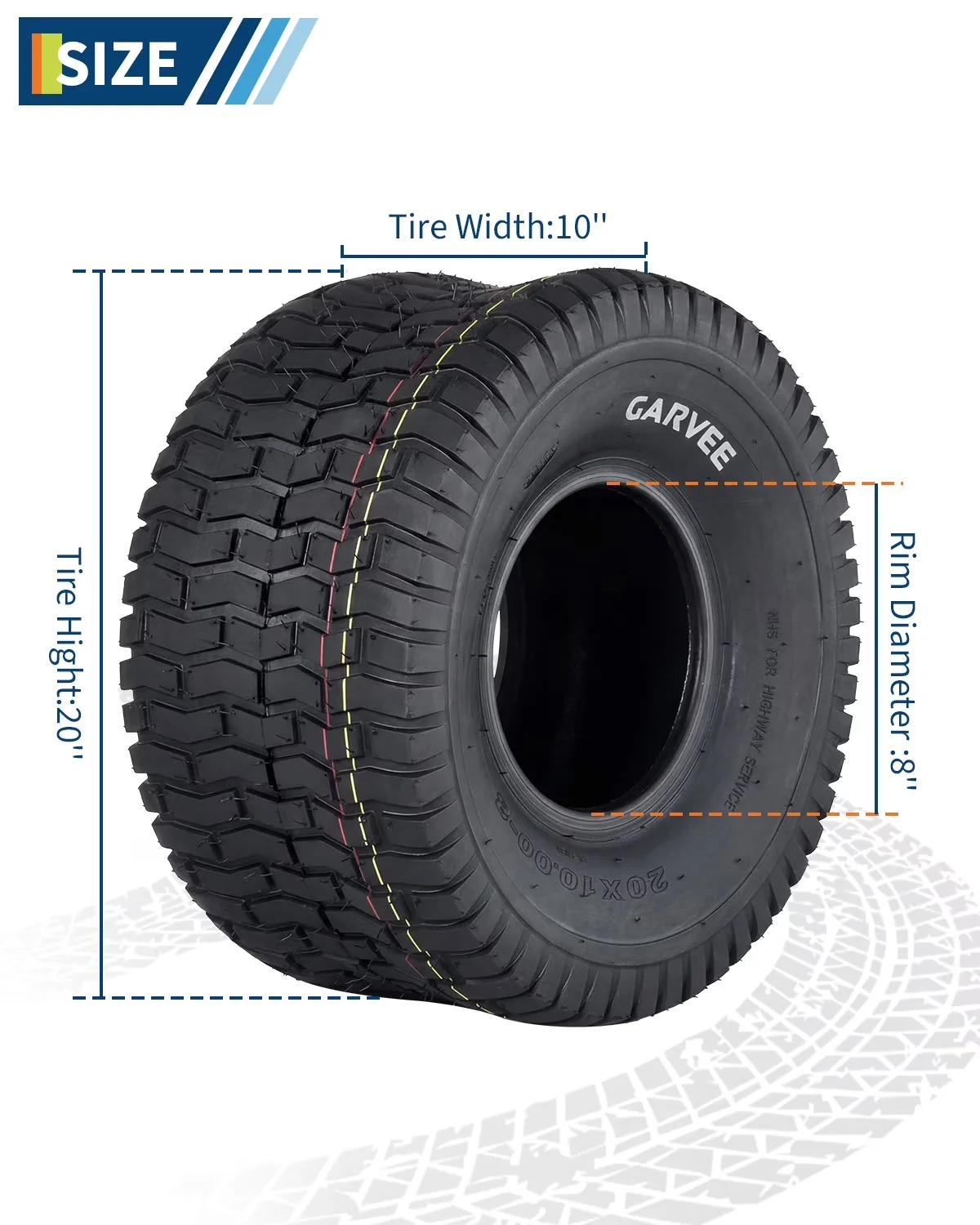 Stylish Lawn Mower Tire with TreadDepth 1 Millimeters, Load Capacity 100 Pounds for Garden - Model BF5529