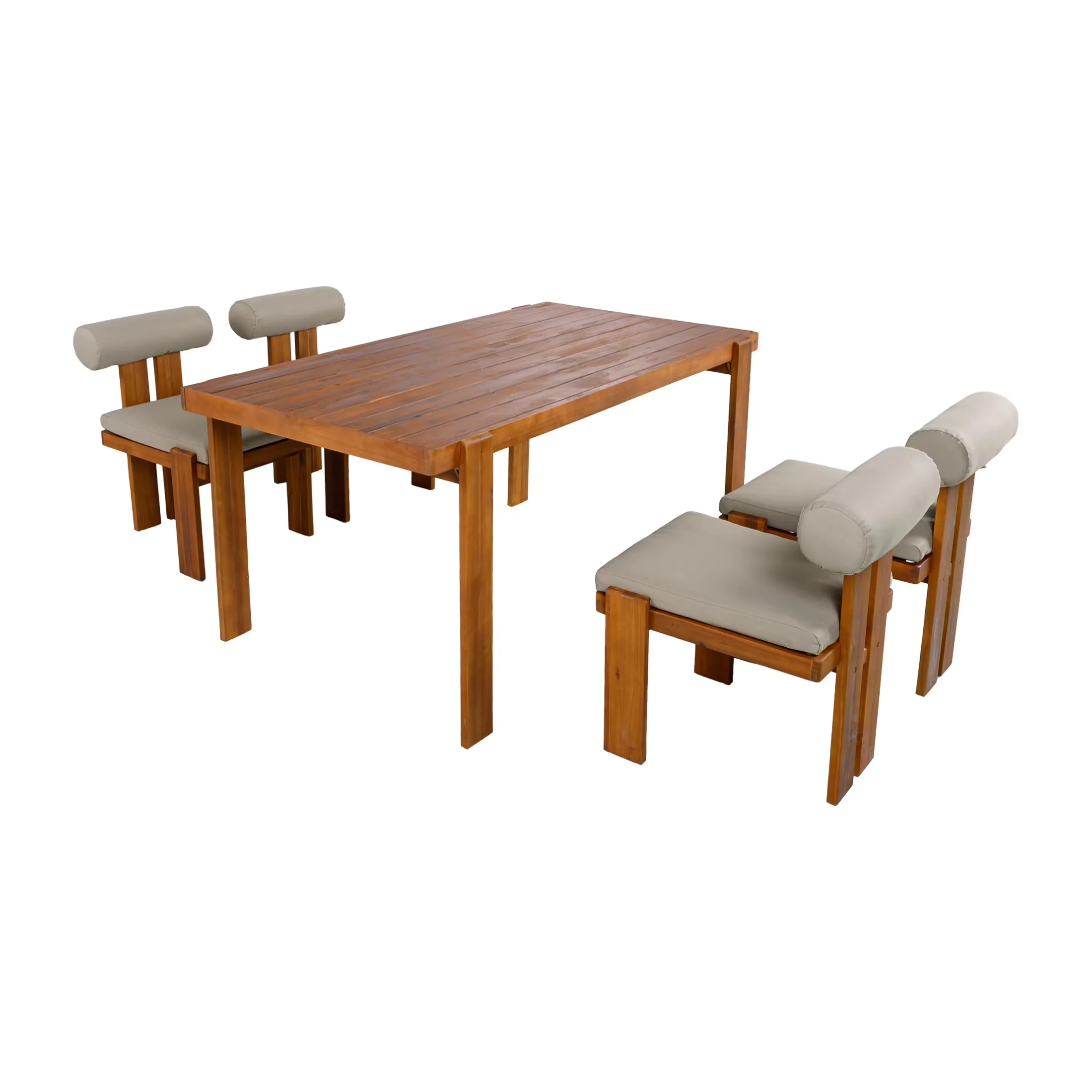 Essential Patio Dining Set with 5-Piece Modern Acacia Wood Outdoor, Teak+Light Brown - Acacia Wood + Water Resistant Fabric Brown Model 726500