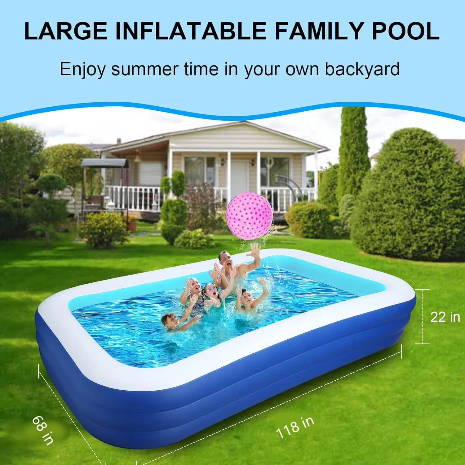 Quality Inflatable Pool with Puncture Proof - Blue LINK for Everyday Use Model C7A823
