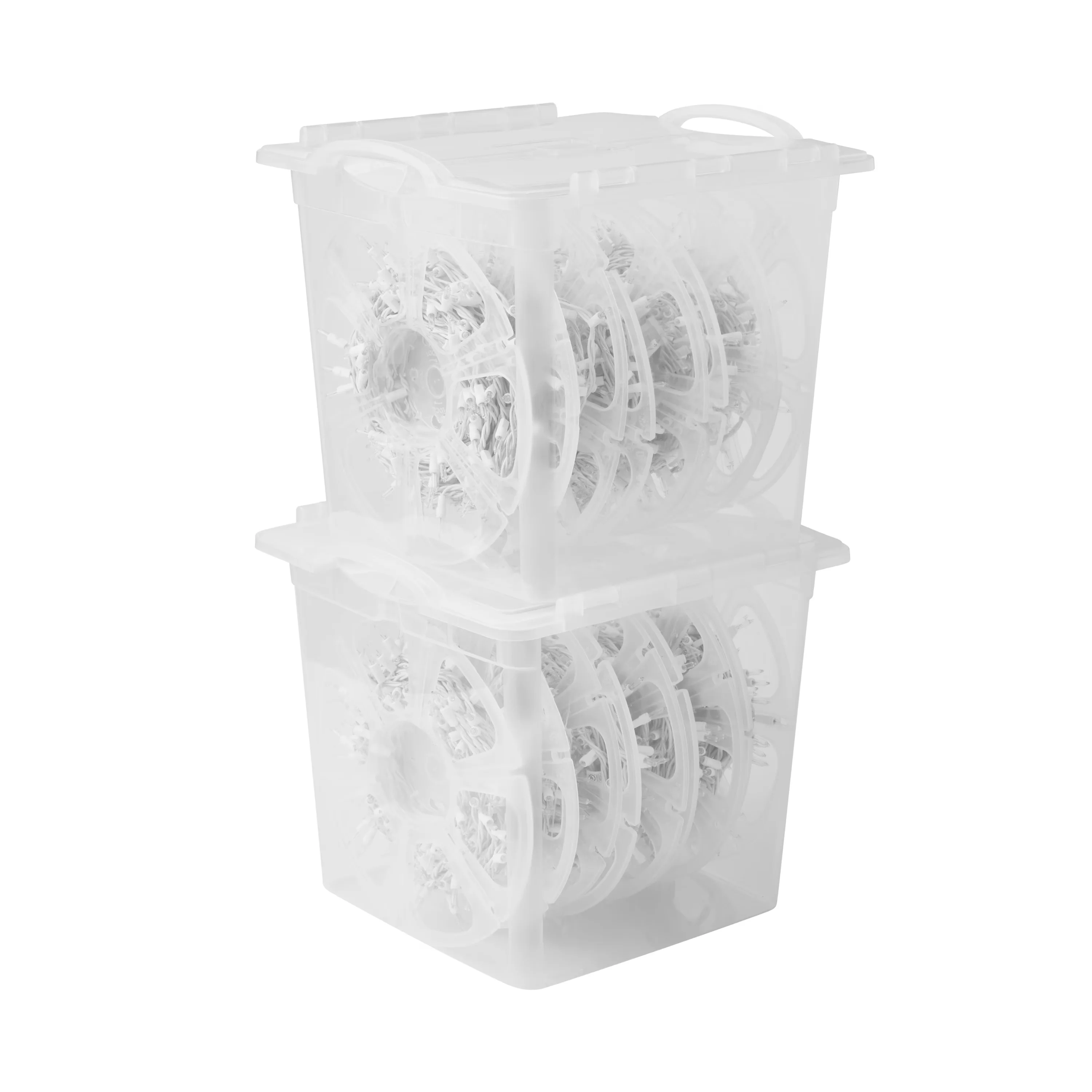 Reliable Garage Storage Supply with Stackable, Features a hinged lid for easy access, Stackable design saves space - Plastic Clear Model 8BF344