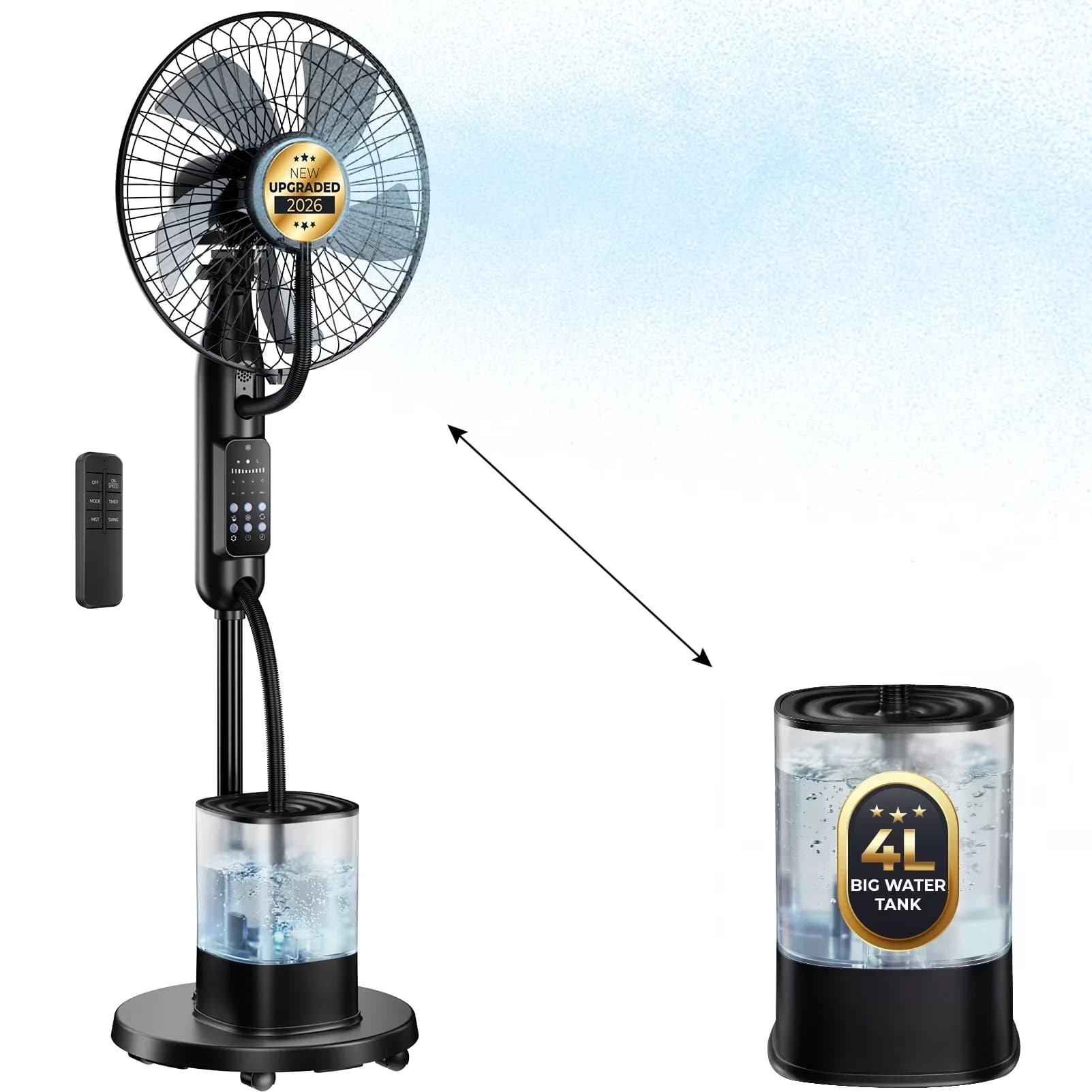 Humidifier Efficient with Oscillating, Timer - Black for Home, Bedroom Model 298A62