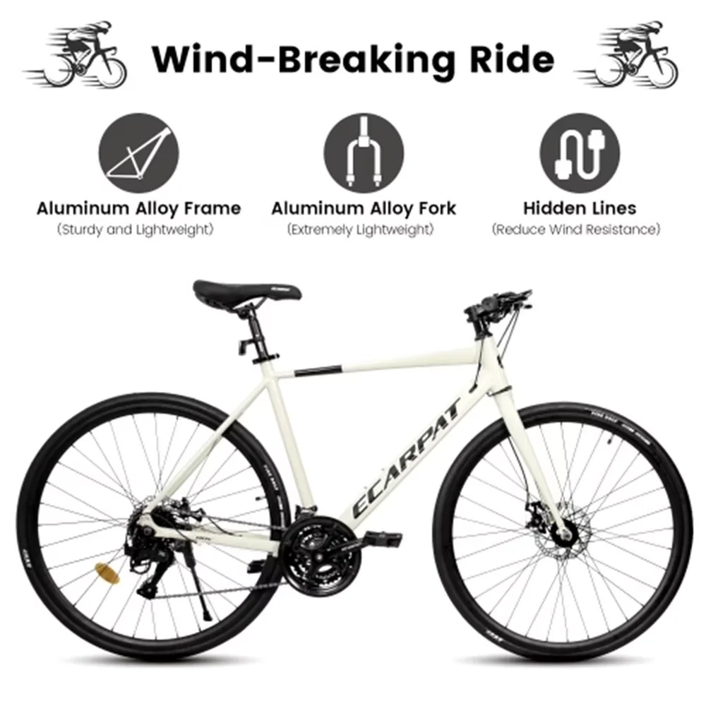 Versatile Road Bike with Adjustable Seat, Lightweight, 700C Tires - White Model C24276