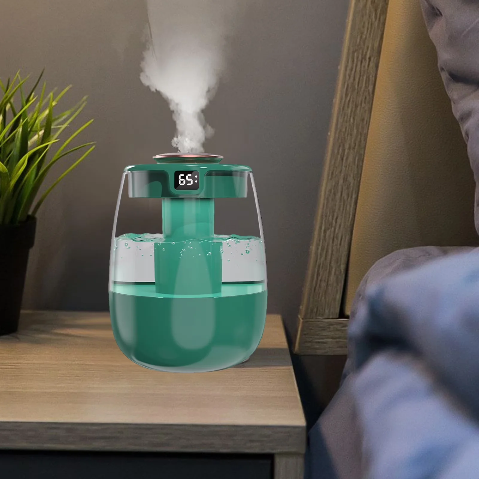 Stylish Humidifier with Purifies Air, Net weight: 300g/0.66lb, Colour: Green for Bedroom, Office - Model 3B3CA3