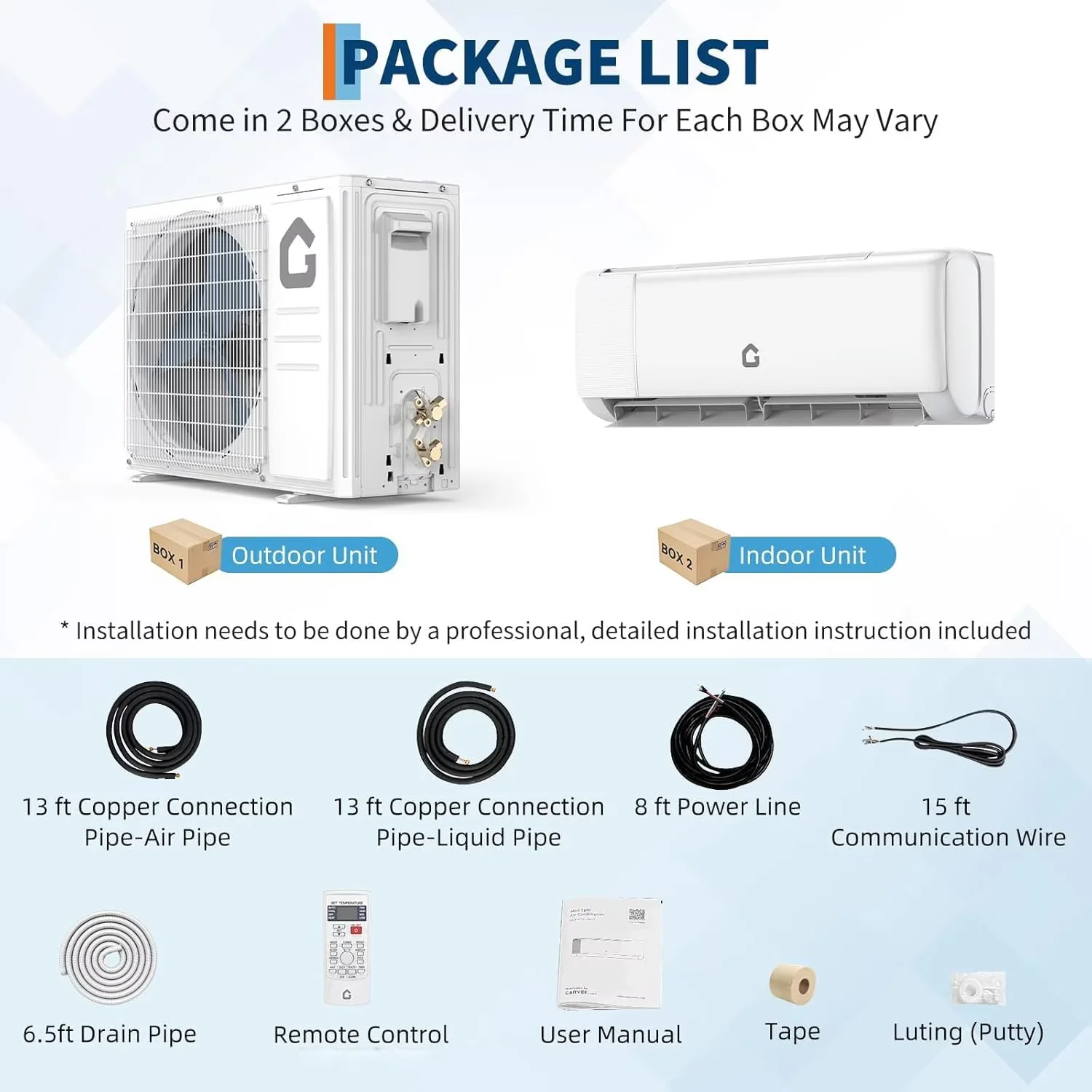 Compact Air Conditioner with 12000 BTU, 230V, 12000 BTU Wifi Mini Split AC - White Model 1E128C
