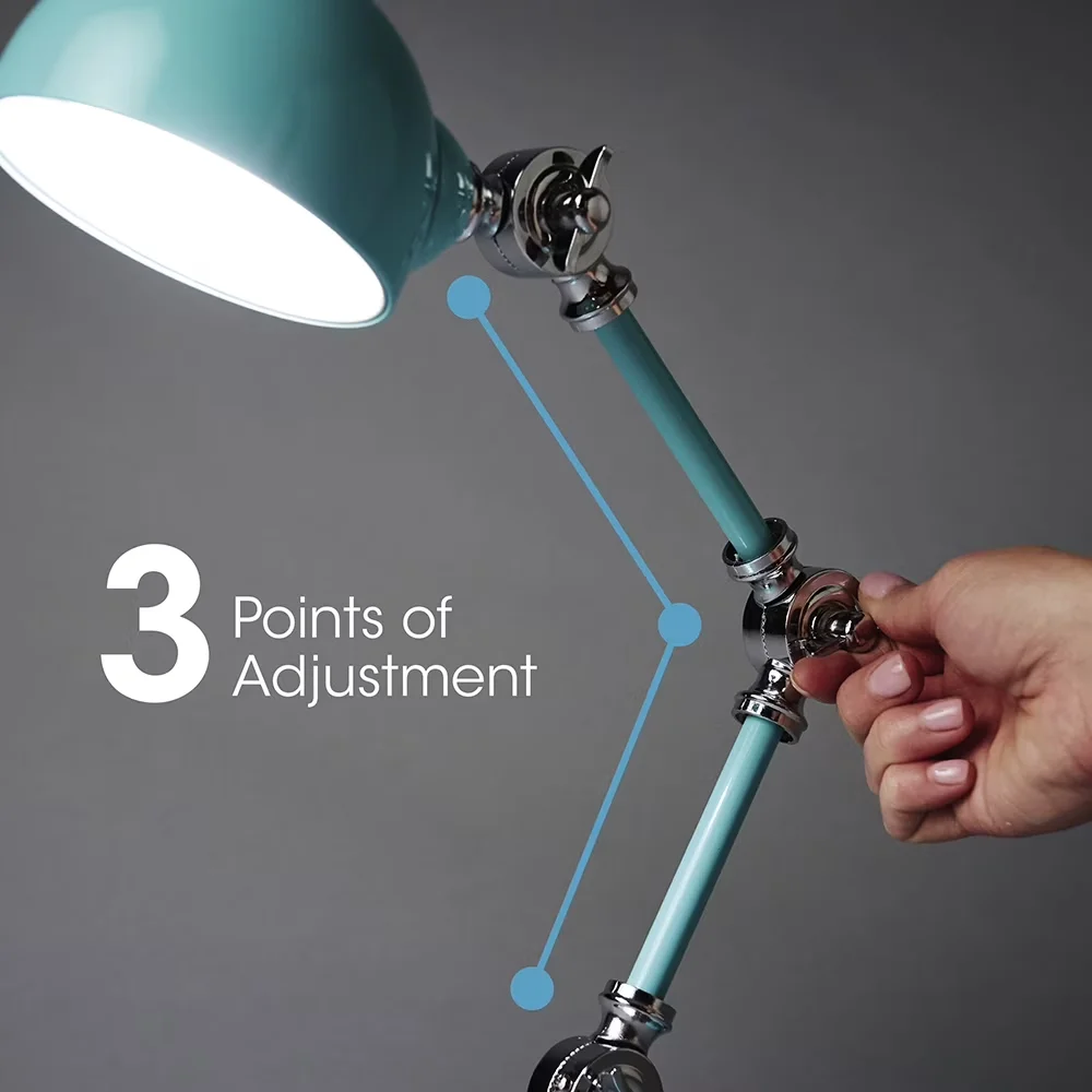 Desk Lamp Versatile with LED, Usb Port, Task Lamps - Metal Blue Wellness Model FBC08E