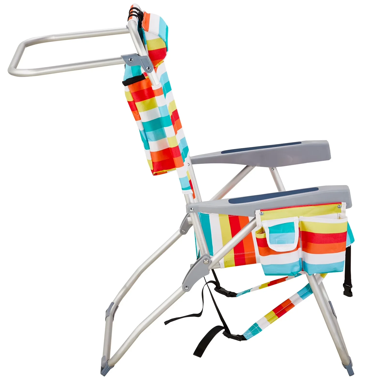 Compact Beach Chair - Rainbow Stripes Heightened - Residential Grade Model 4FCA13
