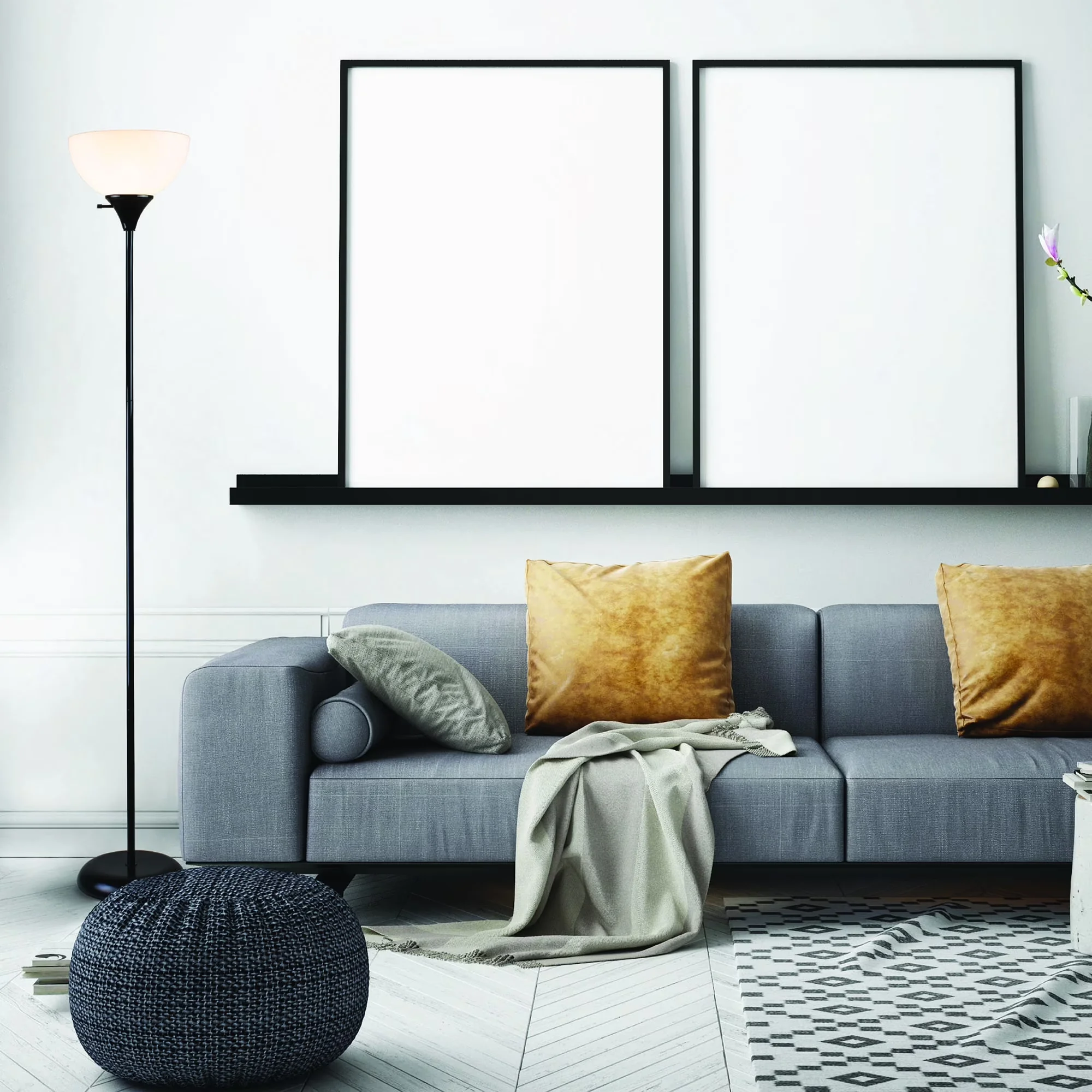 Floor Lamp Reliable with LED, Torchiere Lamps, Black - Metal 71" Henry Model E20156