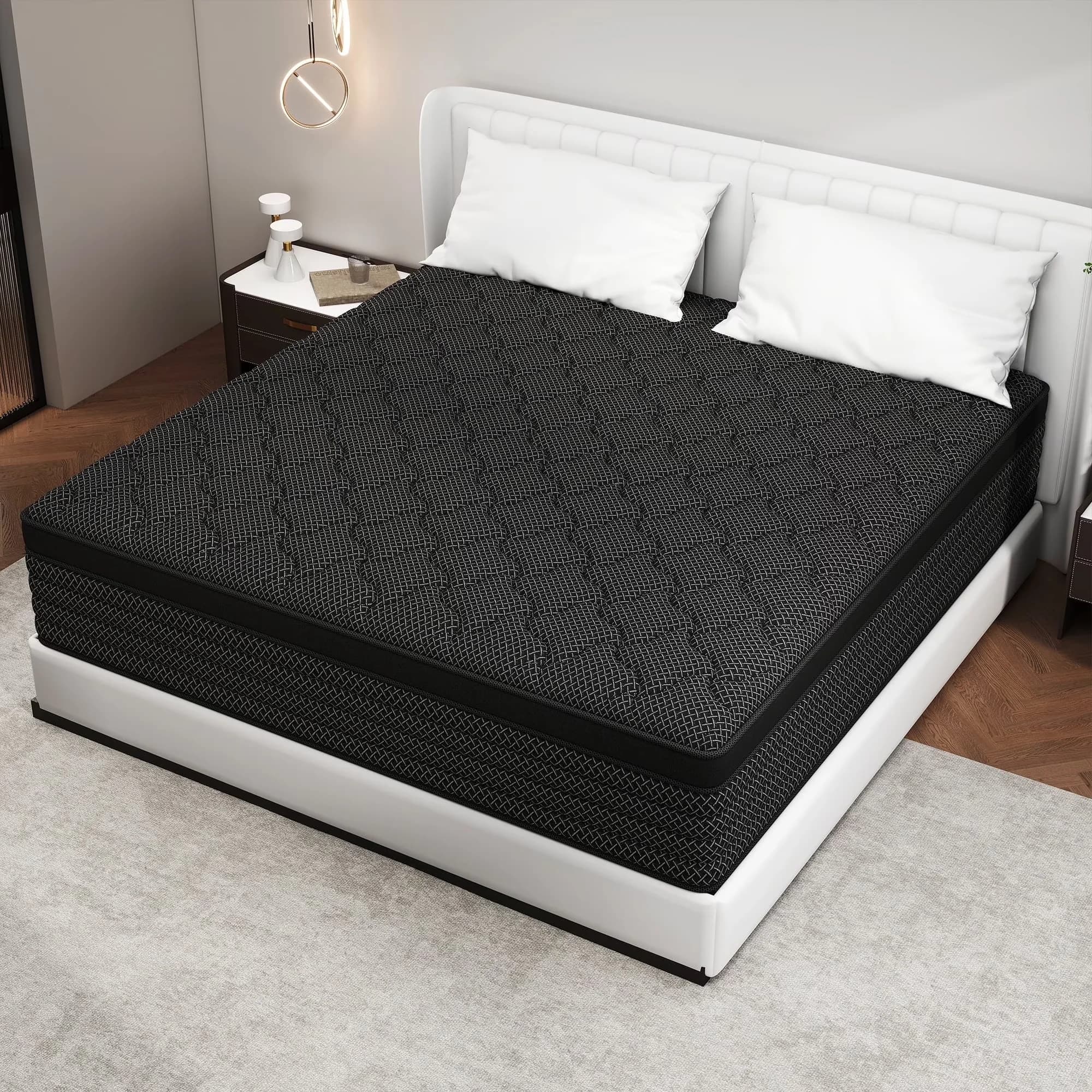 Essential Mattresses Accessory with Low Motion Transfer, Breathable Construction - Black Gel Memory Foam, Spring Model 6852B6